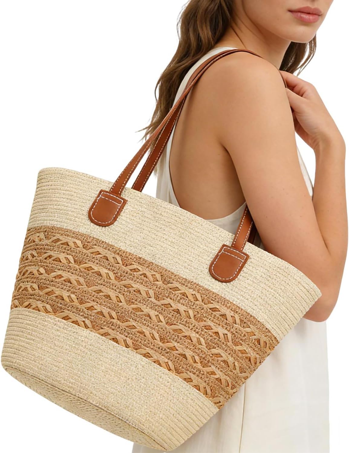 Thumbnail 1 de Pahajim Summer Large Tote Bag: Straw Beach Bag with Zip for Everyday Travel