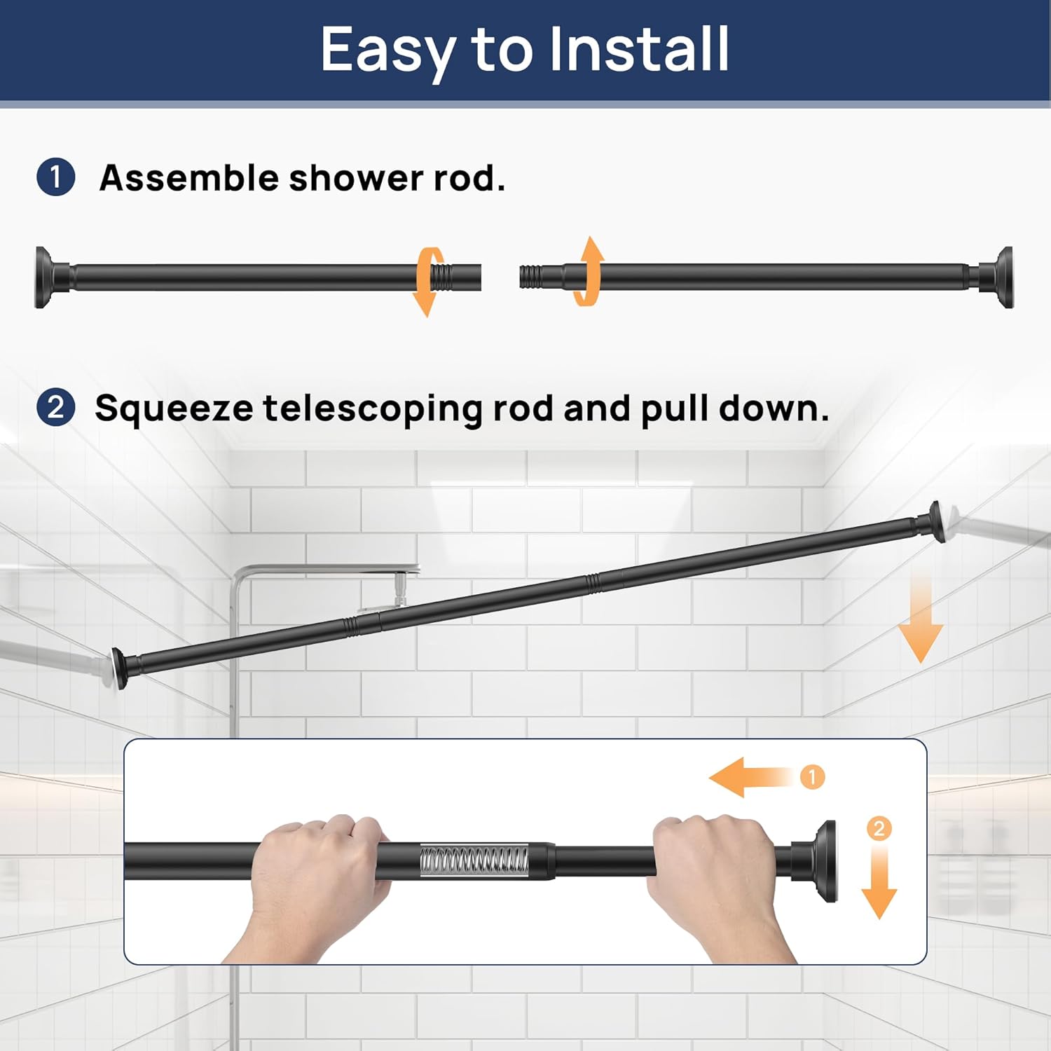 Thumbnail 5 de ENJOYBASICS Matte Black Shower Rod 30–76