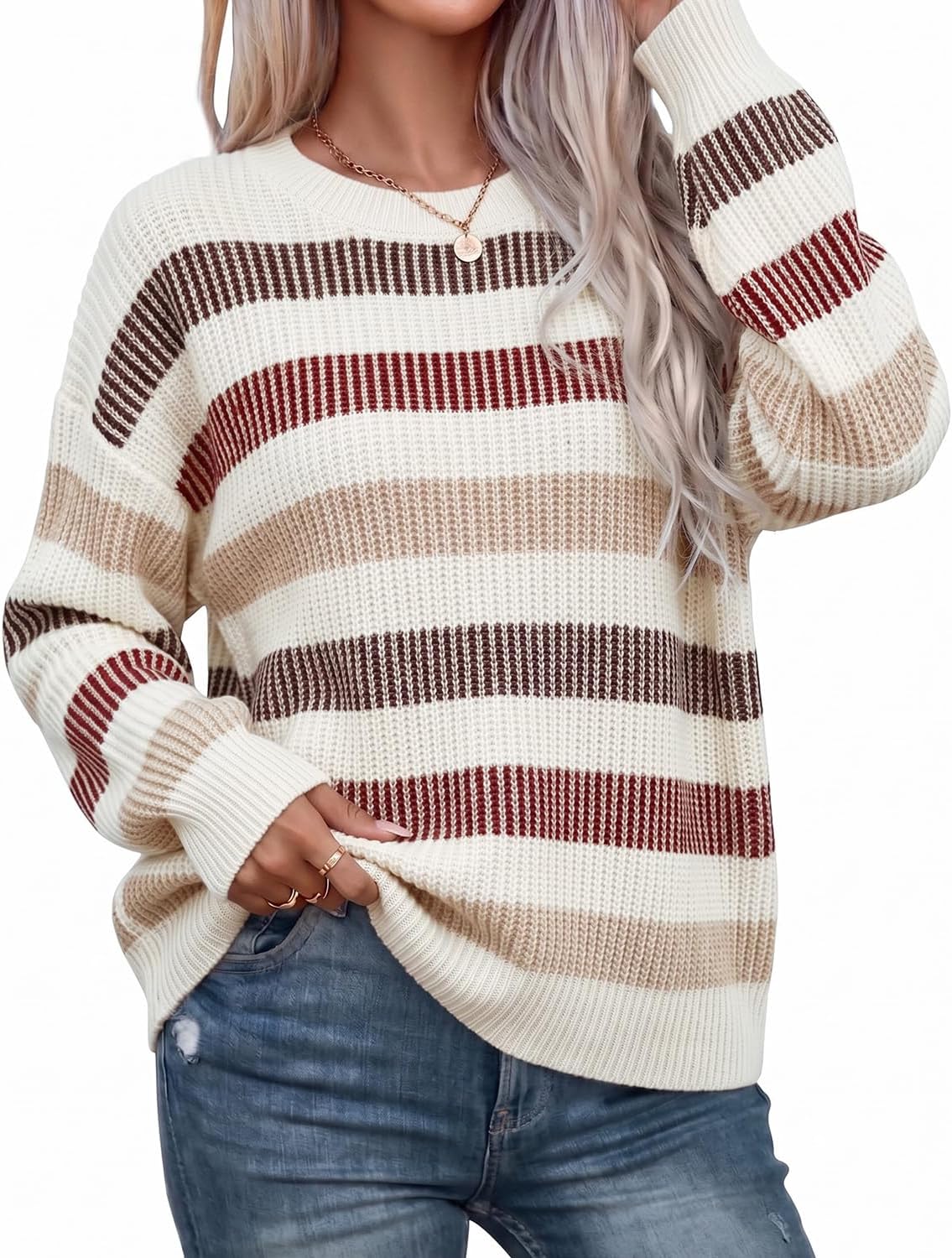 Detalle de WIHOLL Women's Ribbed Knit Sweater