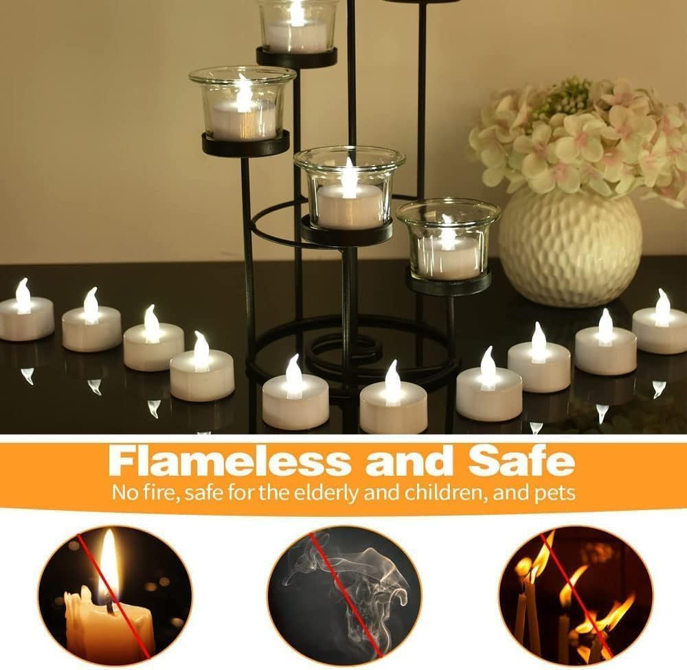 Thumbnail 4 de Jialine Battery Tea Lights (100 pack) – realistic flickering flameless LED tealights for events and home