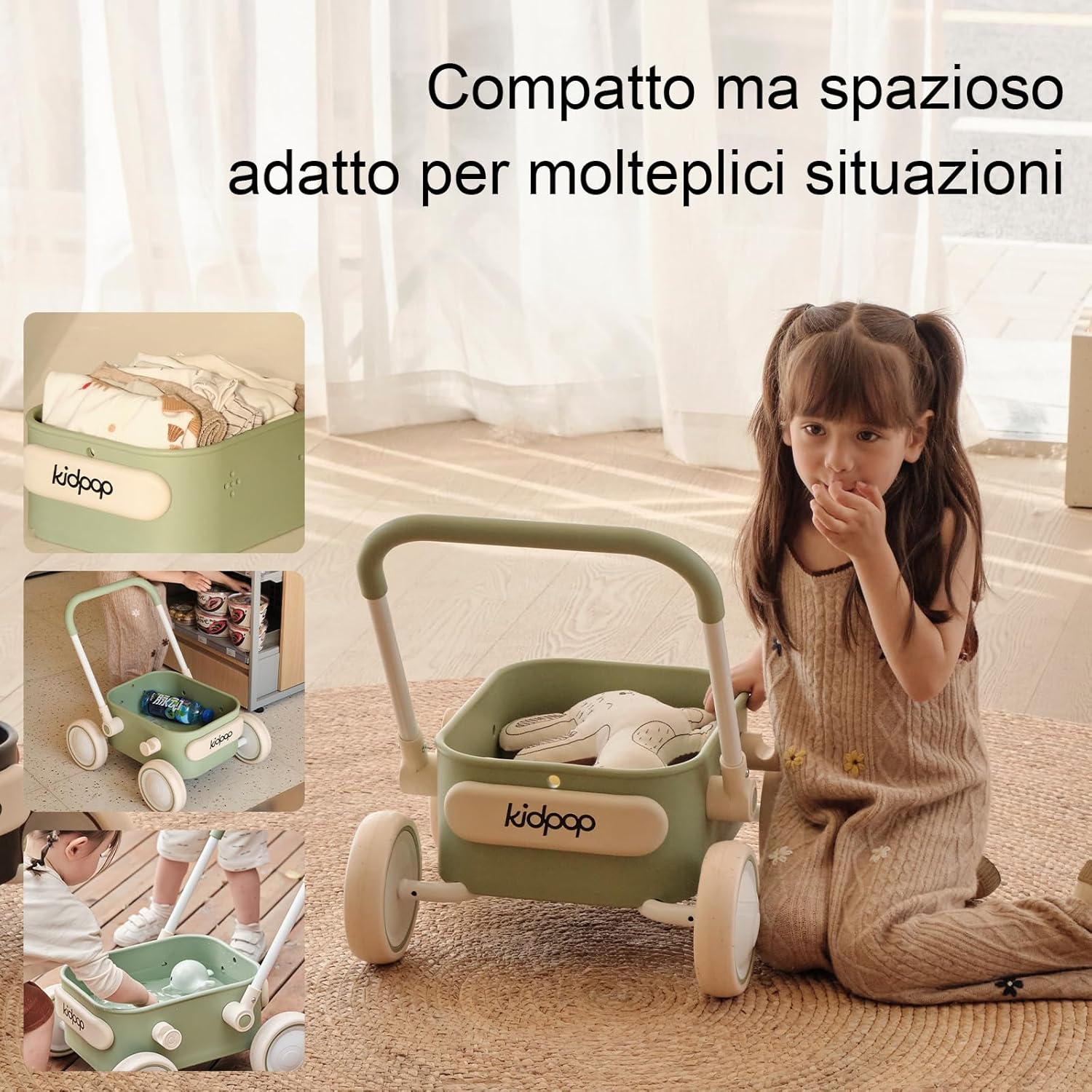 Thumbnail 4 de Kidpop PULA girello 2 in 1 per bambini 6-18 mesi, carrello portaoggetti fino a 15 kg (verde)