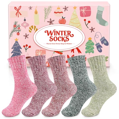 Detalle de Airabc Thermal Winter Socks for Women, 5 Pairs in a Cotton and Wool Blend