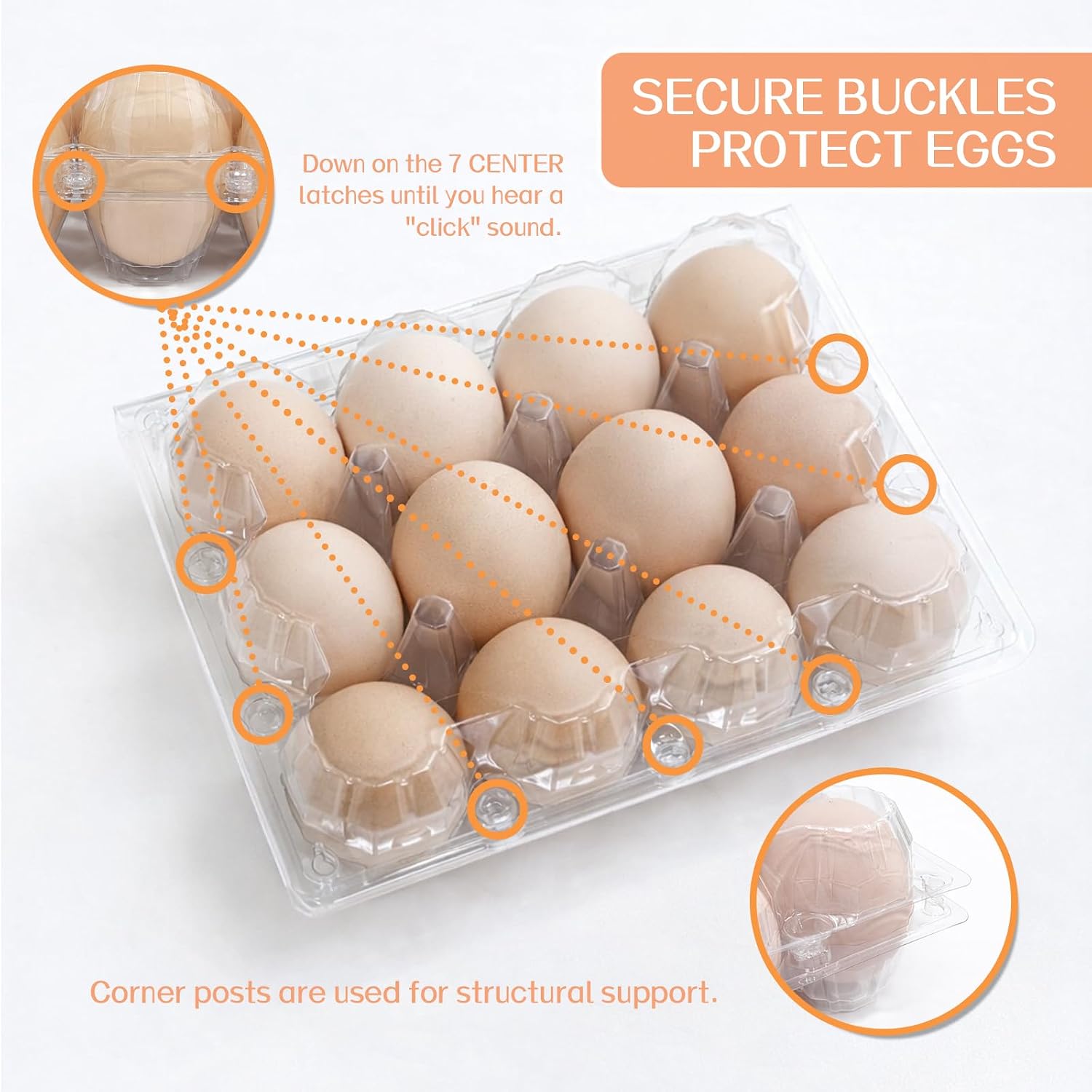 Thumbnail 3 de WIKDAY Clear Plastic Egg Cartons, 60-Pack, Reusable 12-Count Containers