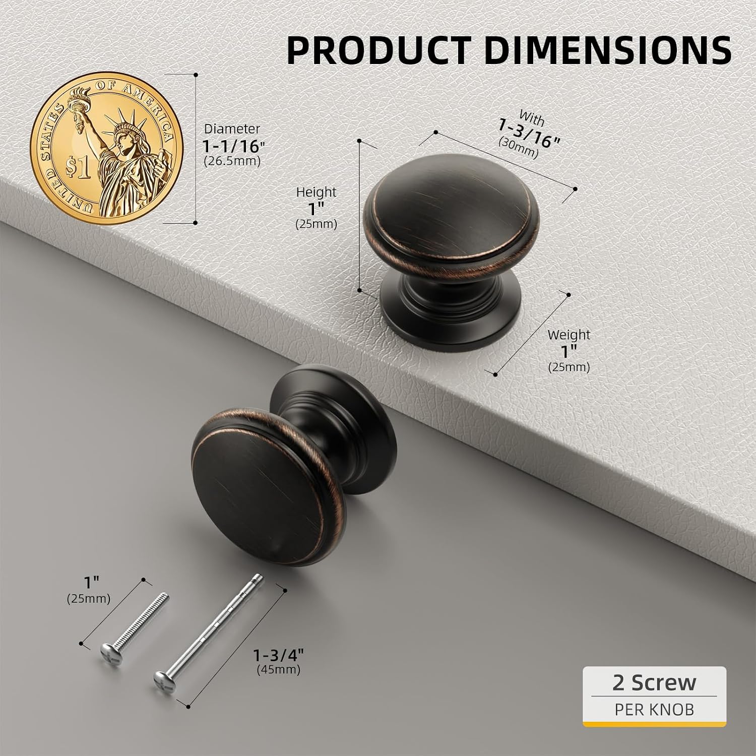 Detalle de Goldenwarm Cabinet Knobs, 1-1/5 Inch