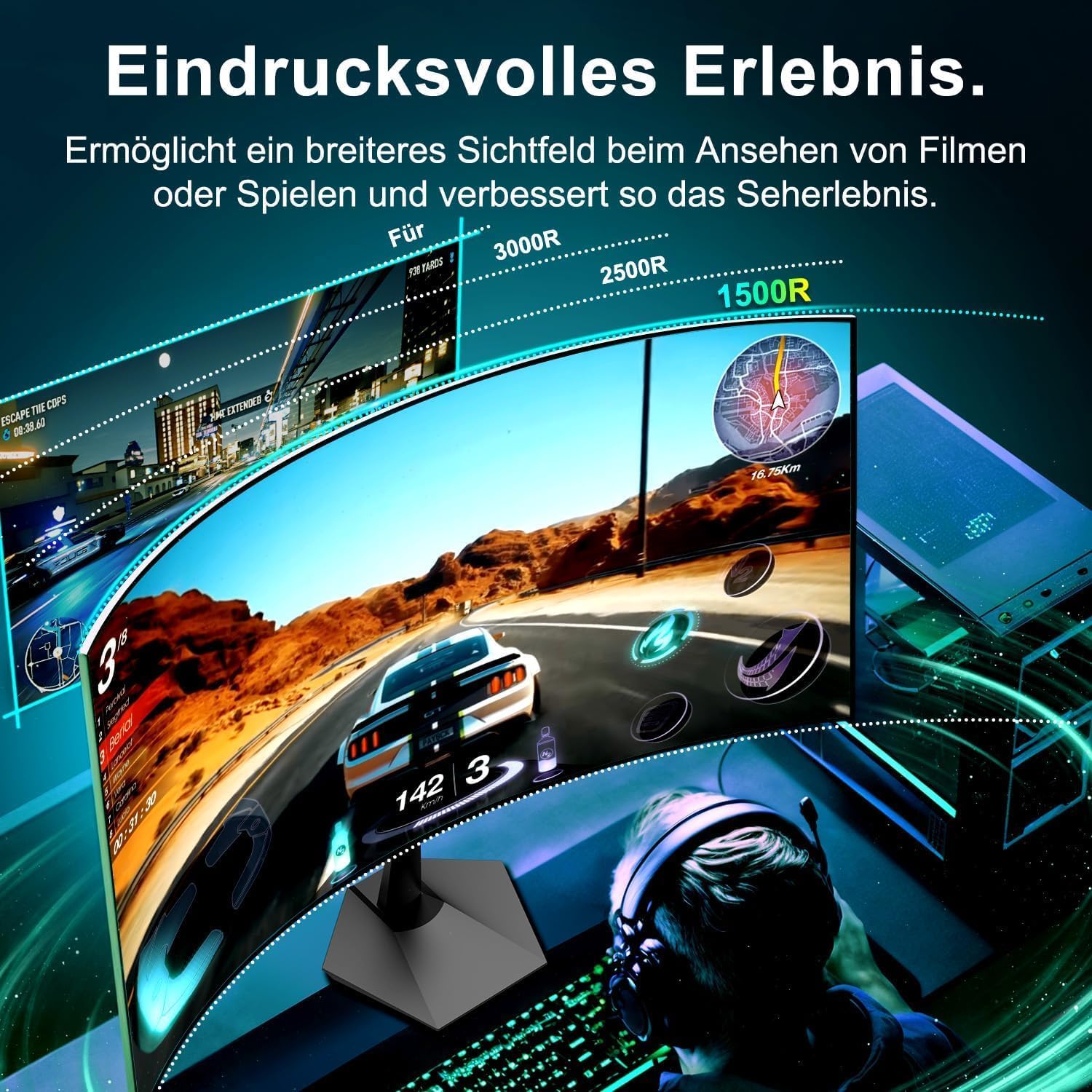 Thumbnail 2 de Minifire Curved Monitor 27" 100 Hz PC-Bildschirm