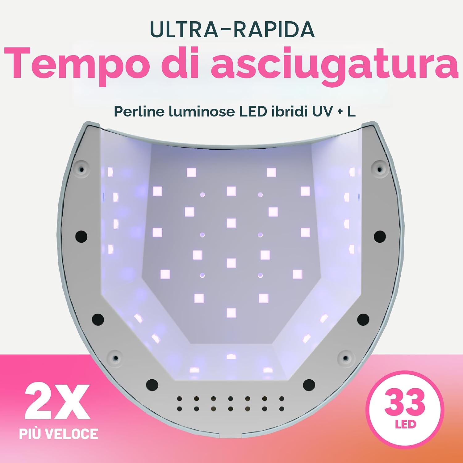 Detalle de SUNUV Lampada Unghie LED UV Professionale Bluastro: asciuga gel e semipermanente con sensore automatico e 4 timer