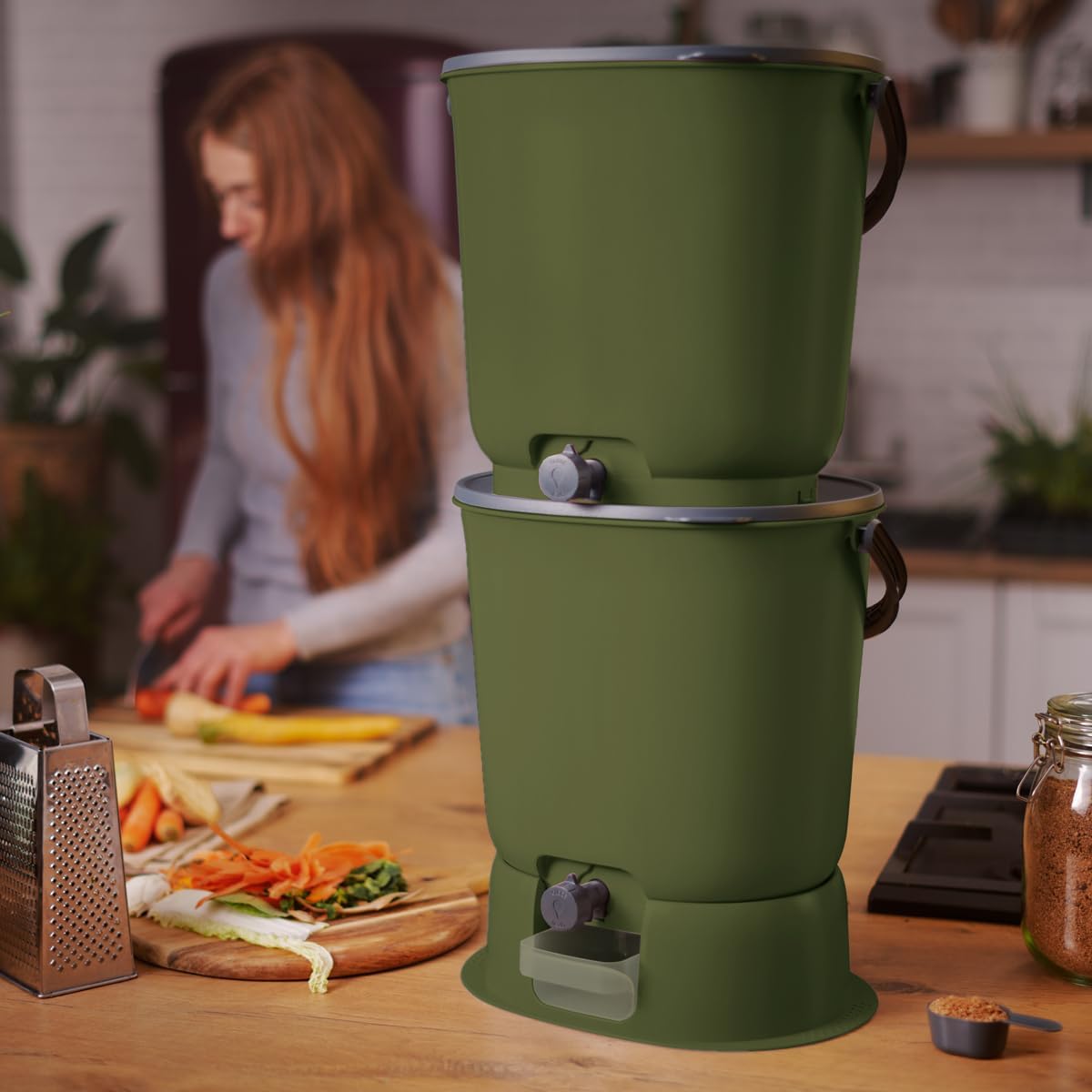 Detalle de Skaza Bokashi Organko Essential – zestaw 2 kompostowników kuchennych 15,3 l