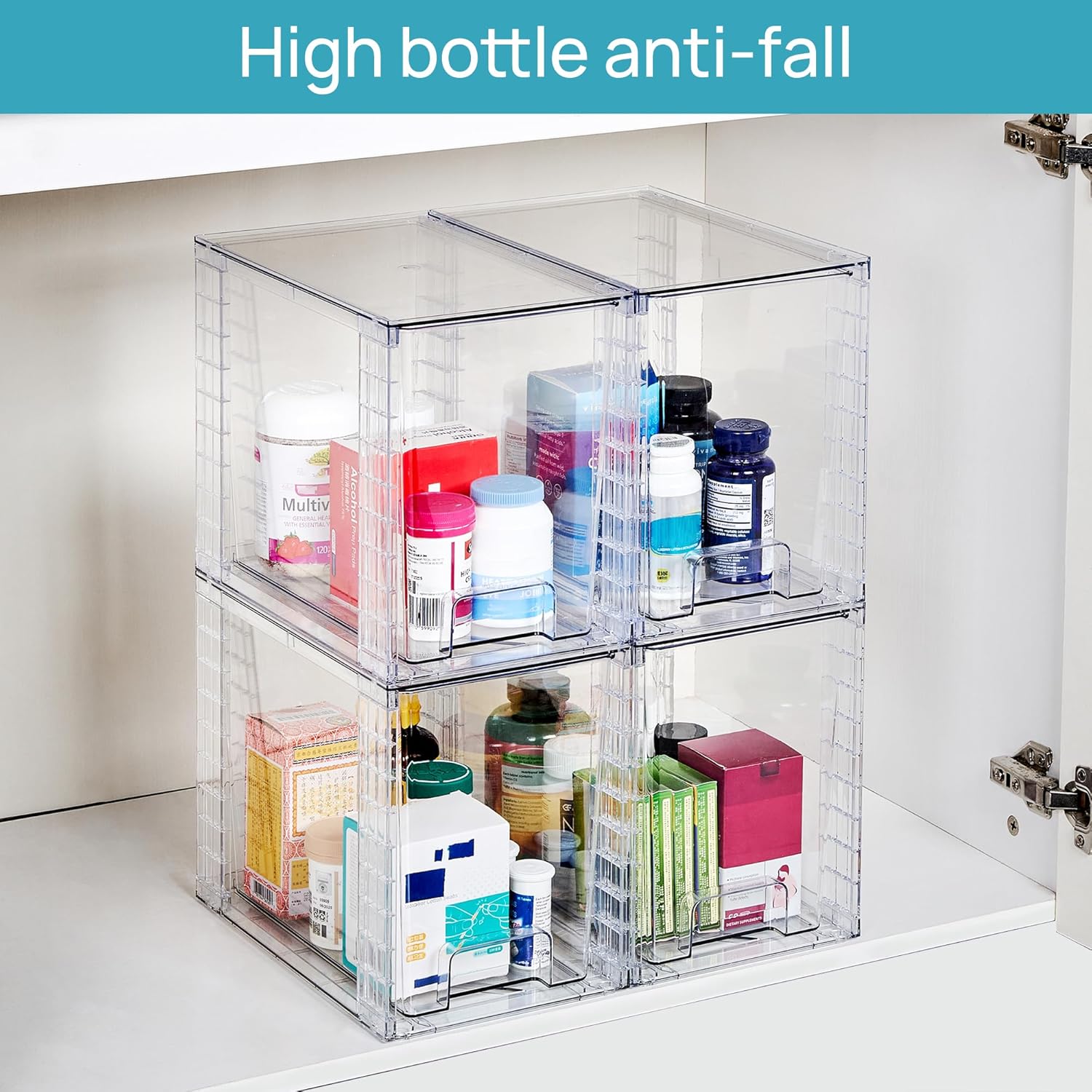 Thumbnail 5 de Vtopmart 4 Pack Clear Stackable Storage Drawers 9.7"