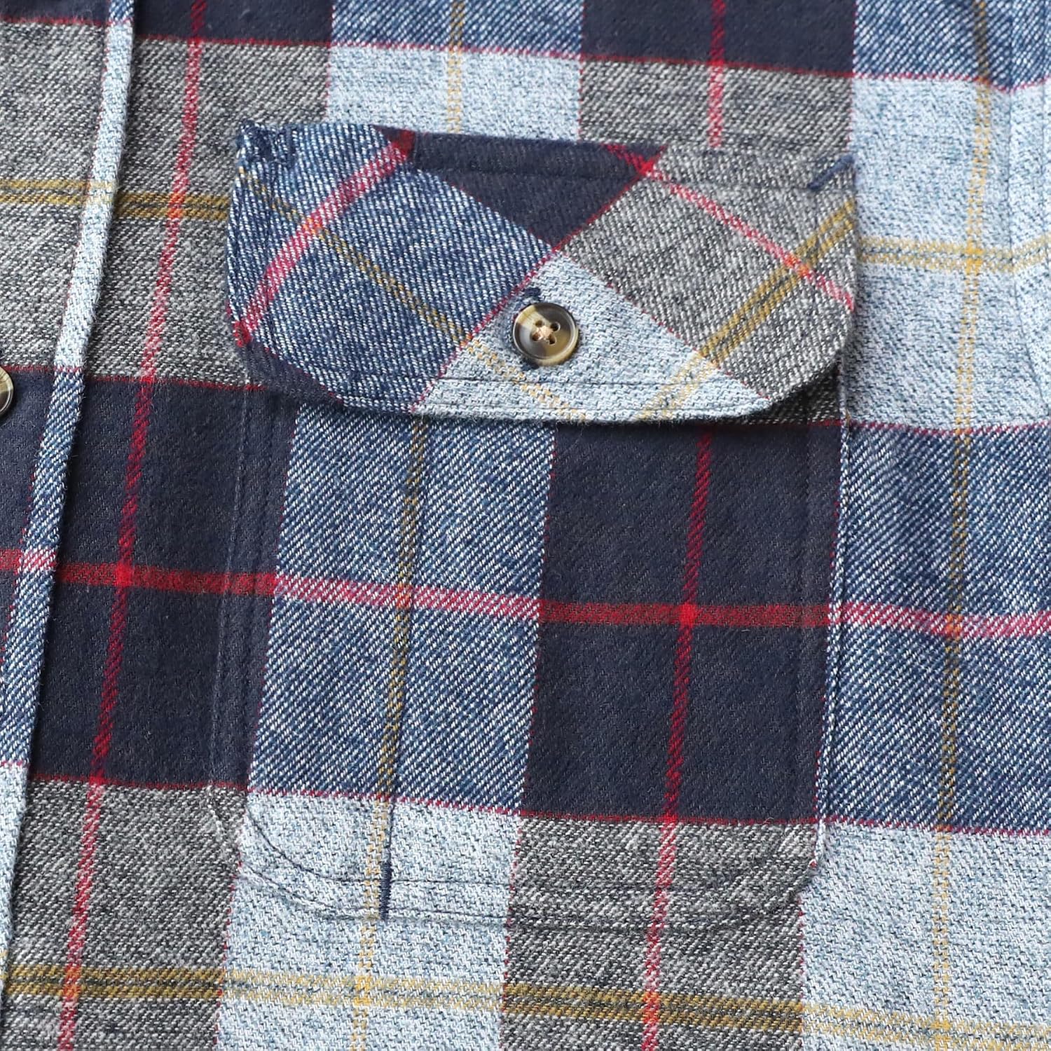 Detalle 2 de Dubinik Flanellhemd Herren kariert mit Brusttasche und Knopfleiste – Langarm, Regular Fit