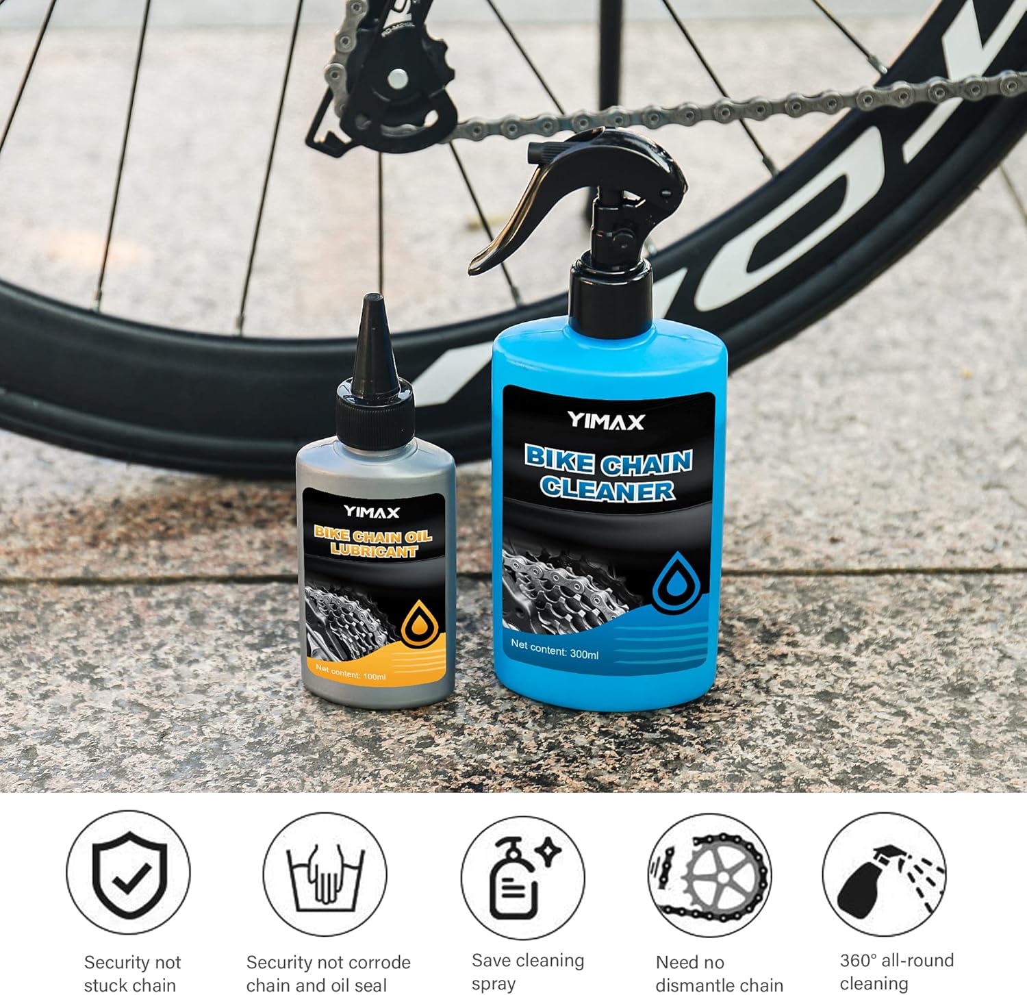Thumbnail 5 de Nettoyant pour vélo et kit 6 en 1 YIMAX : nettoyage, lubrification et brosses pour tous les types de vélos