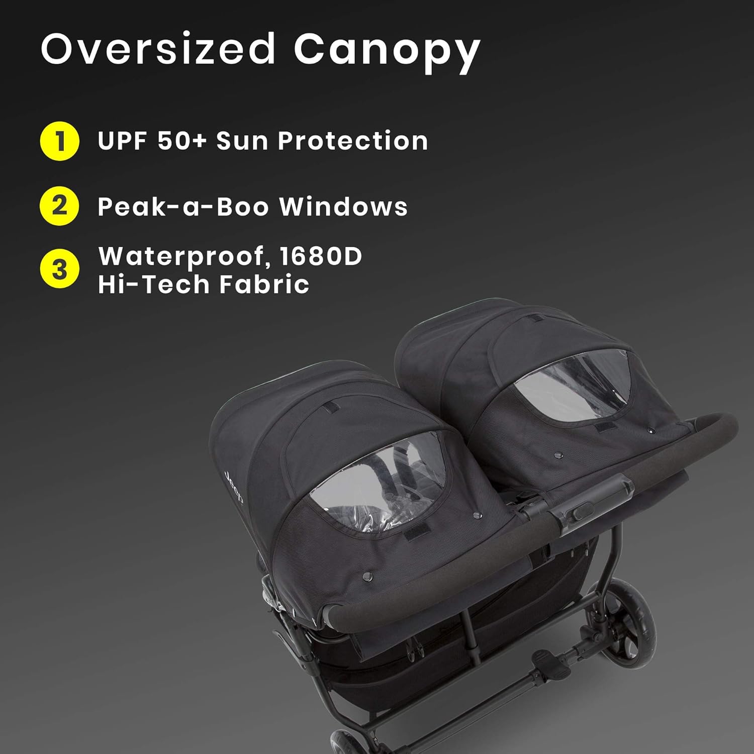 Thumbnail 3 de Jeep Destination Ultralight Side x Side Double Stroller (Midnight) for 2 kids