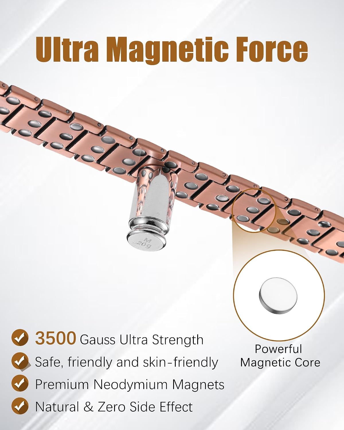 Thumbnail 2 de Magnetic copper bracelet 23cm 3X strength