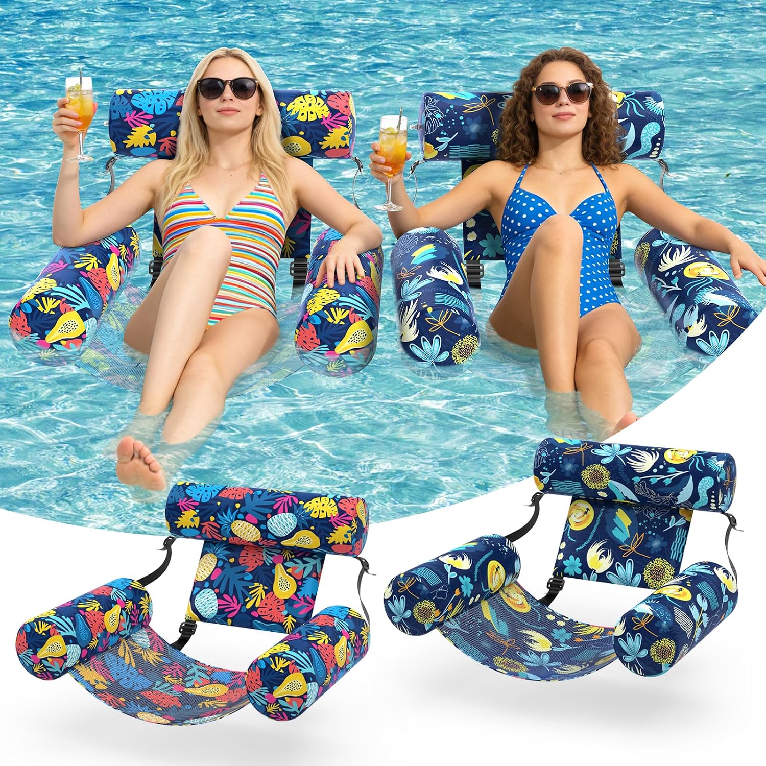 Detalle de Sunikko X Pool Floats Adult 2 Packs: Heavy-Duty Hammock-Style Pool Loungers