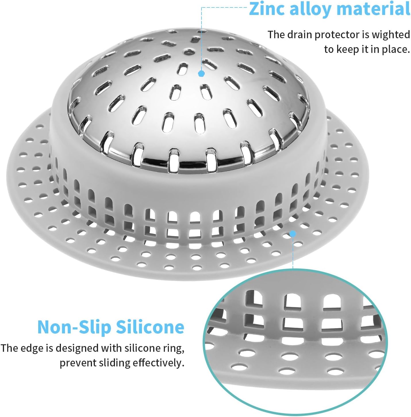 Detalle 1 de Aluvor Bathtub Drain Hair Catcher with Silicone Ring