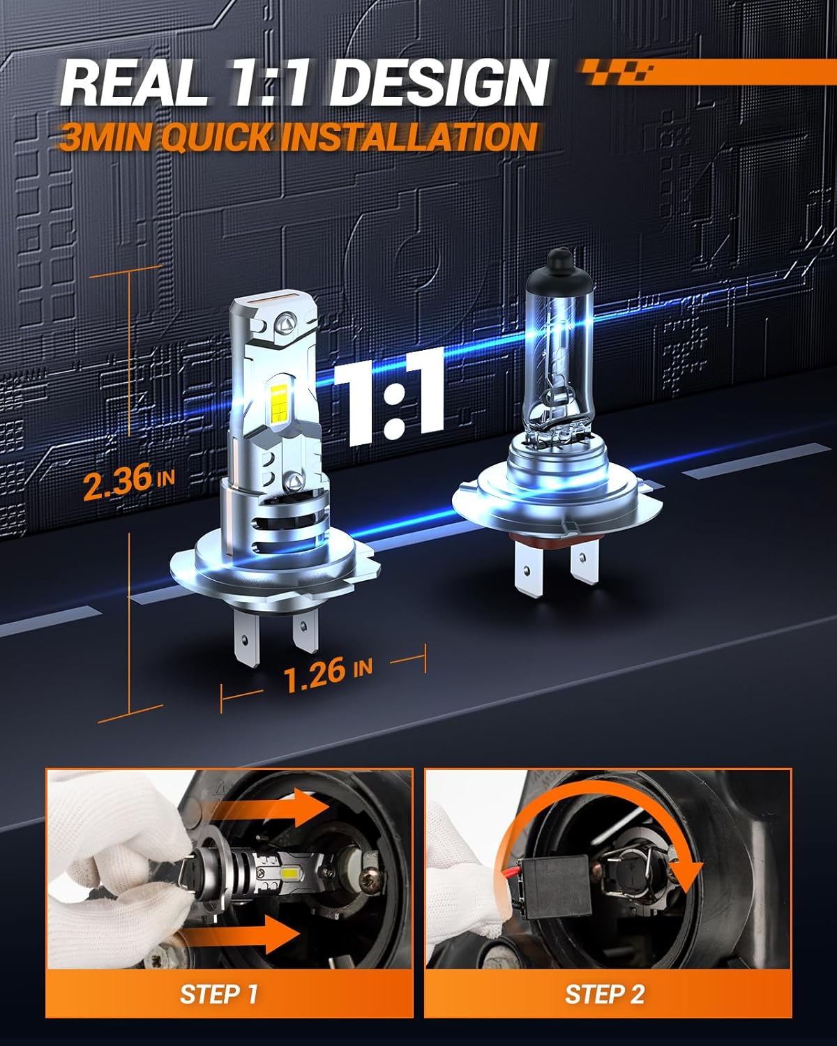 Thumbnail 5 de SEALIGHT H7 LED Headlight Bulb S3 Series (2-Pack) – 44,000LM, 6500K, Canbus Ready, 60,000 Hours, 3-Minute Install