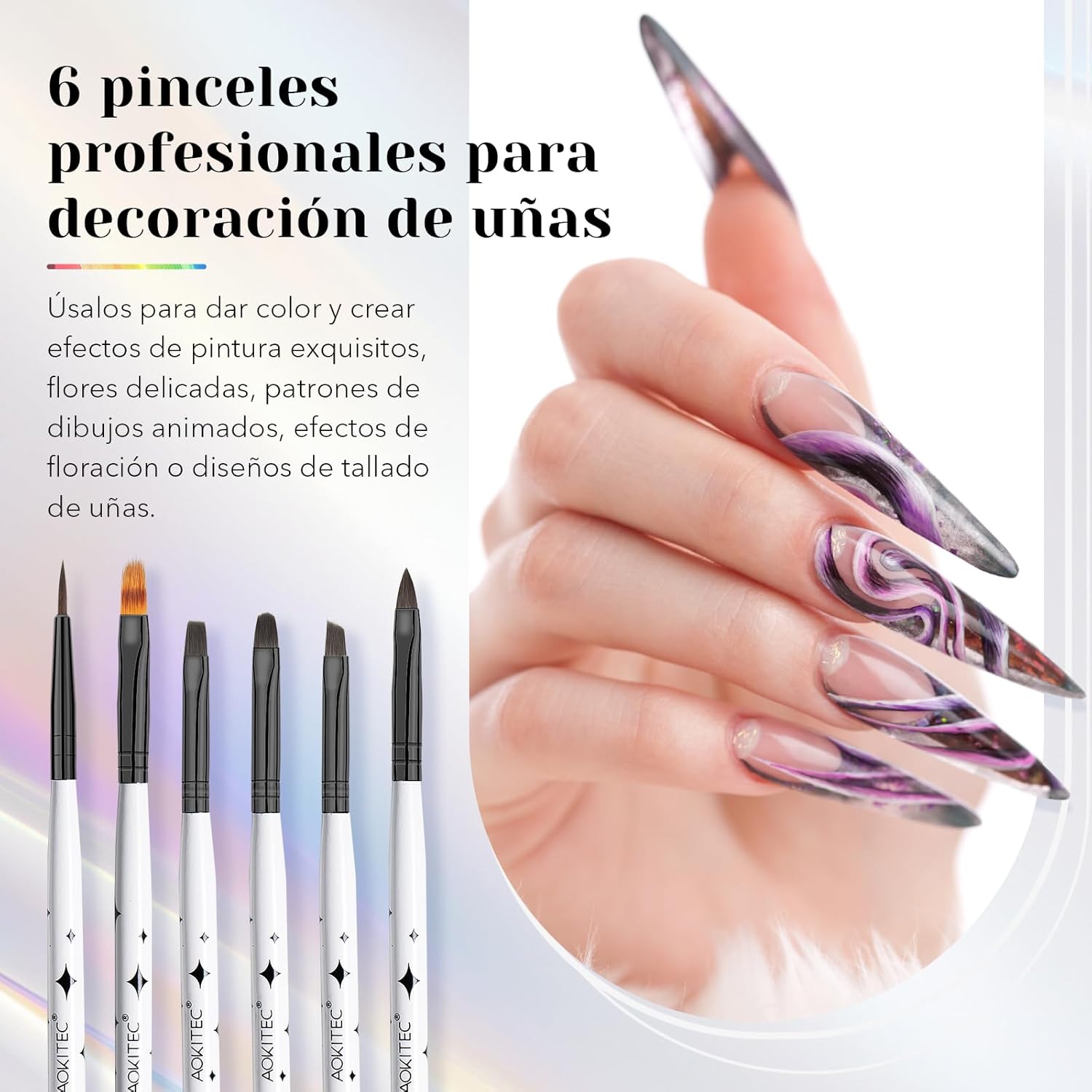 Thumbnail 2 de Aokitec - 8 Pinceles Multifuncionales para Decoración de Uñas 💅
