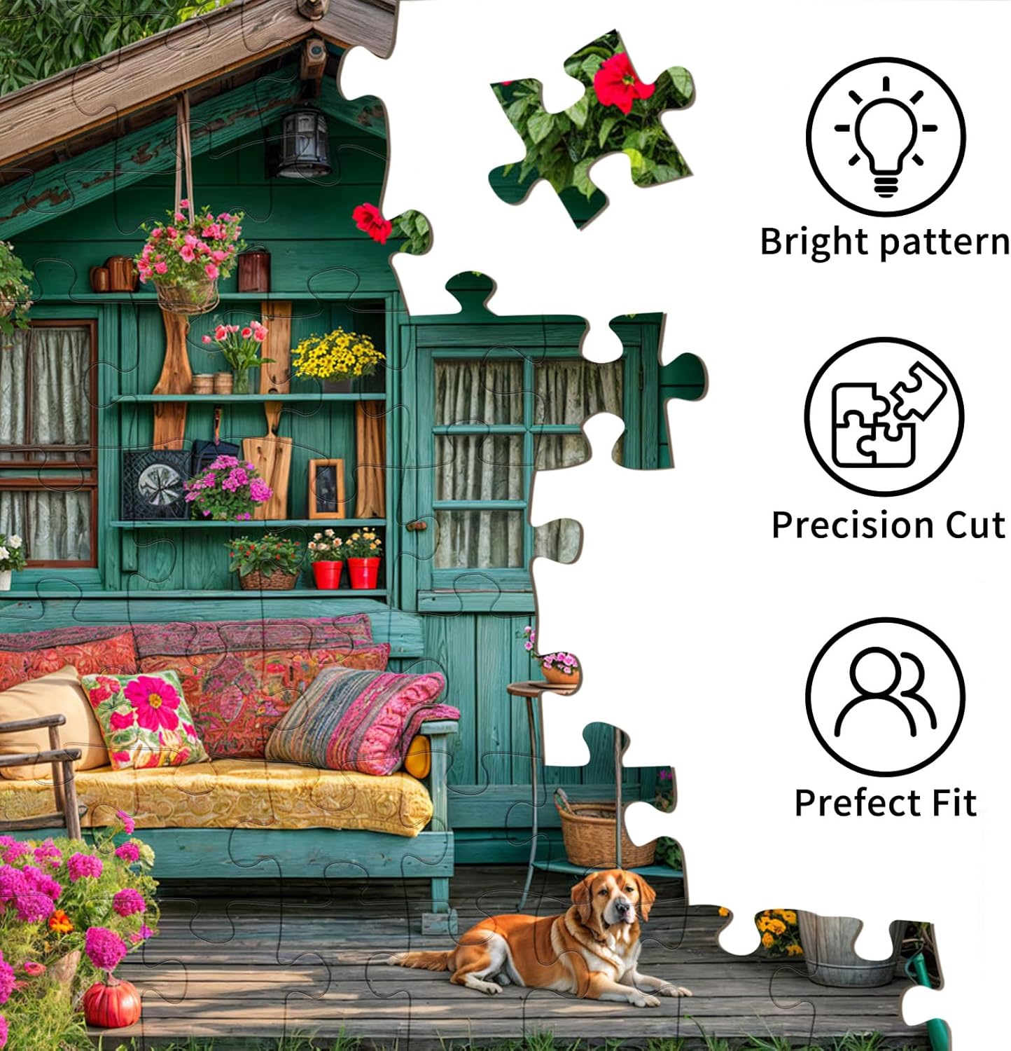 Detalle 2 de TangMosaic 1000 Piece Flower House Puzzle 🧩
