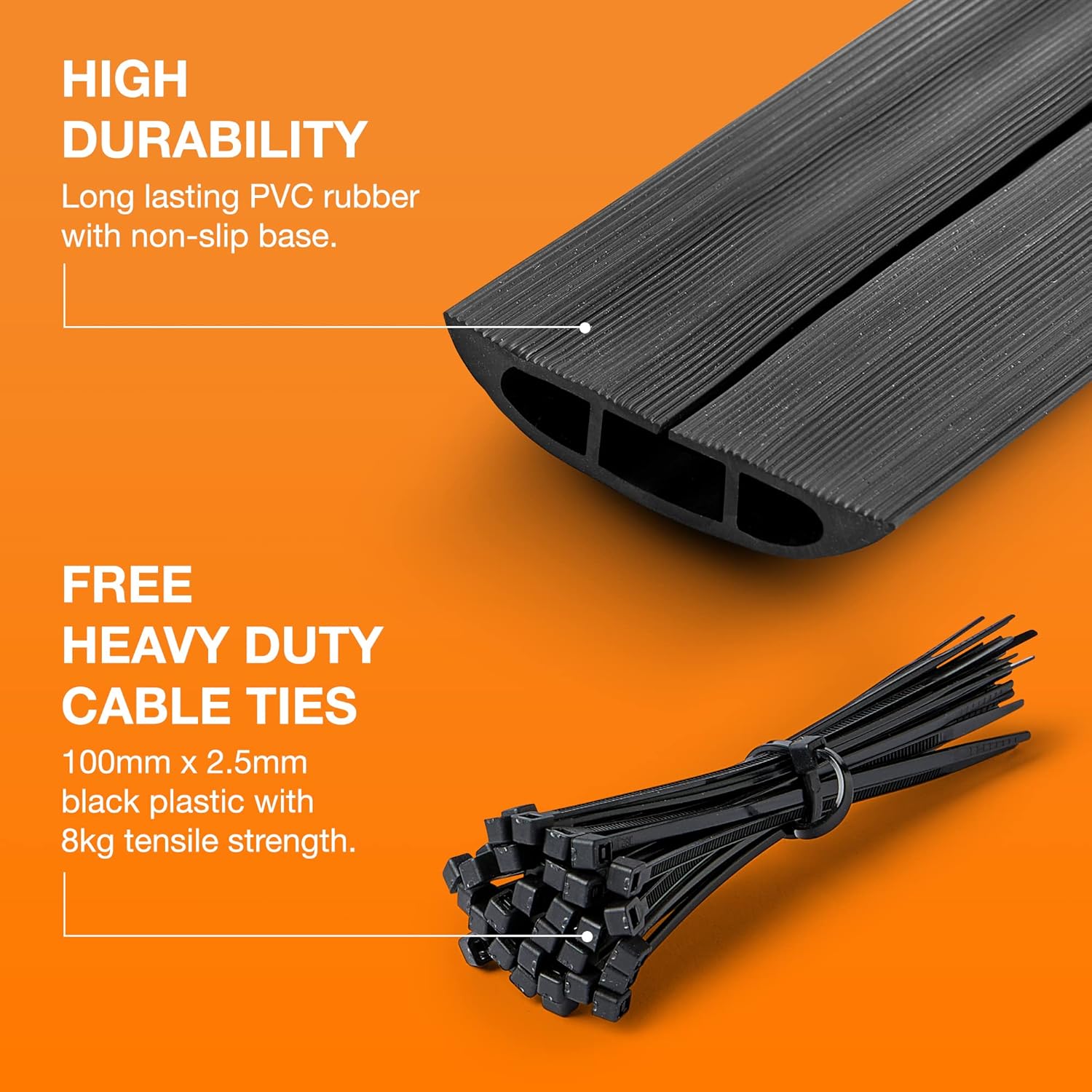 Thumbnail 2 de Deeba UK Medium Duty Floor Cable Cover Protector with Non-Slip Base & Cable Ties (4m)