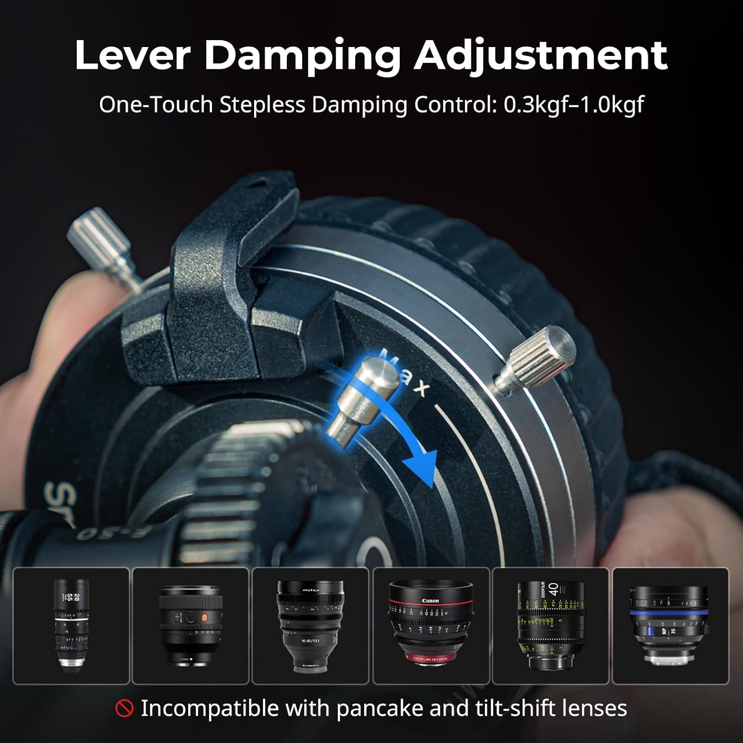 Thumbnail 3 de SMALLRIG Follow Focus F50 4745 – levier d’amortissement dynamique et contrôle AB sur tige 15 mm
