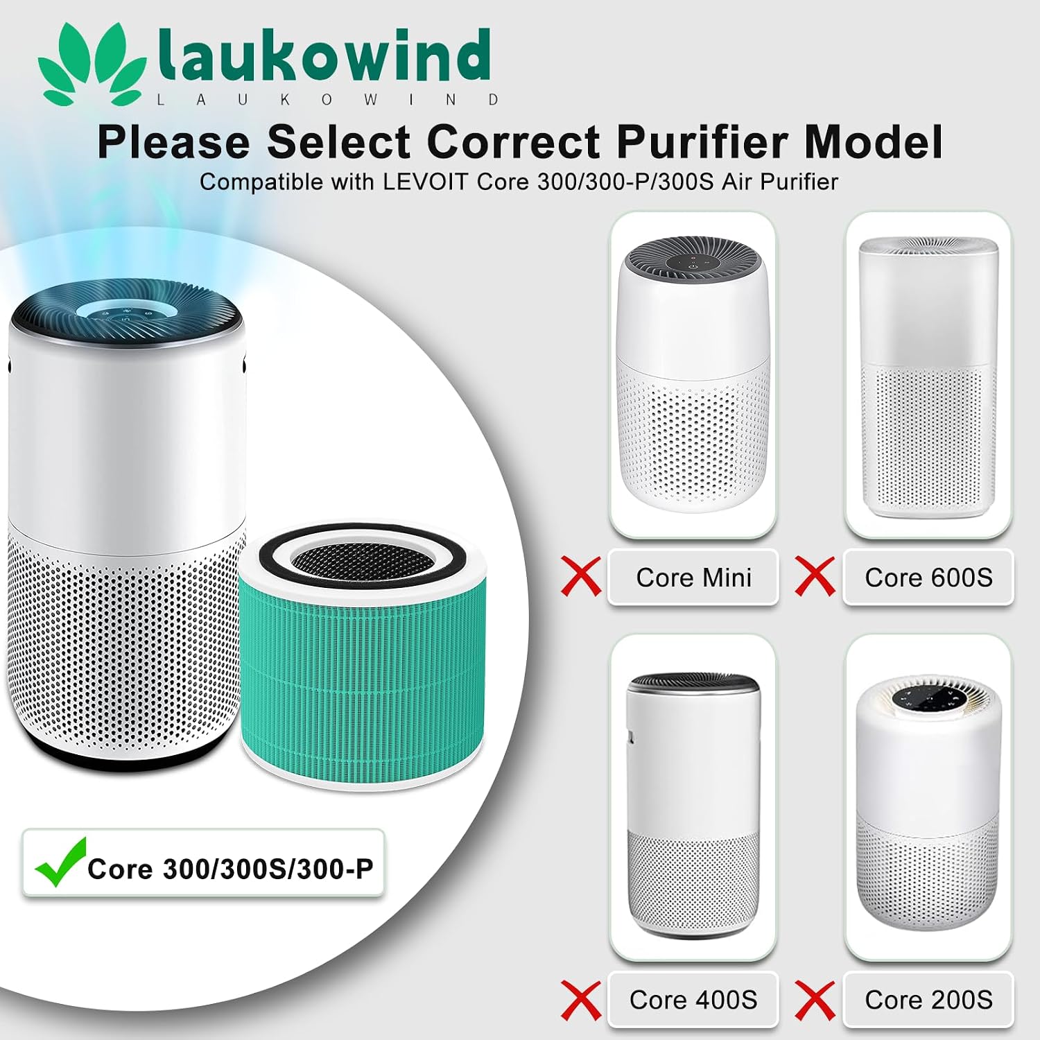 Detalle de 2er Pack Core 300S Filter (HEPA & Aktivkohle) als Toxin-Ersatzfilter für LEVOIT Core 300/300S/300-RF