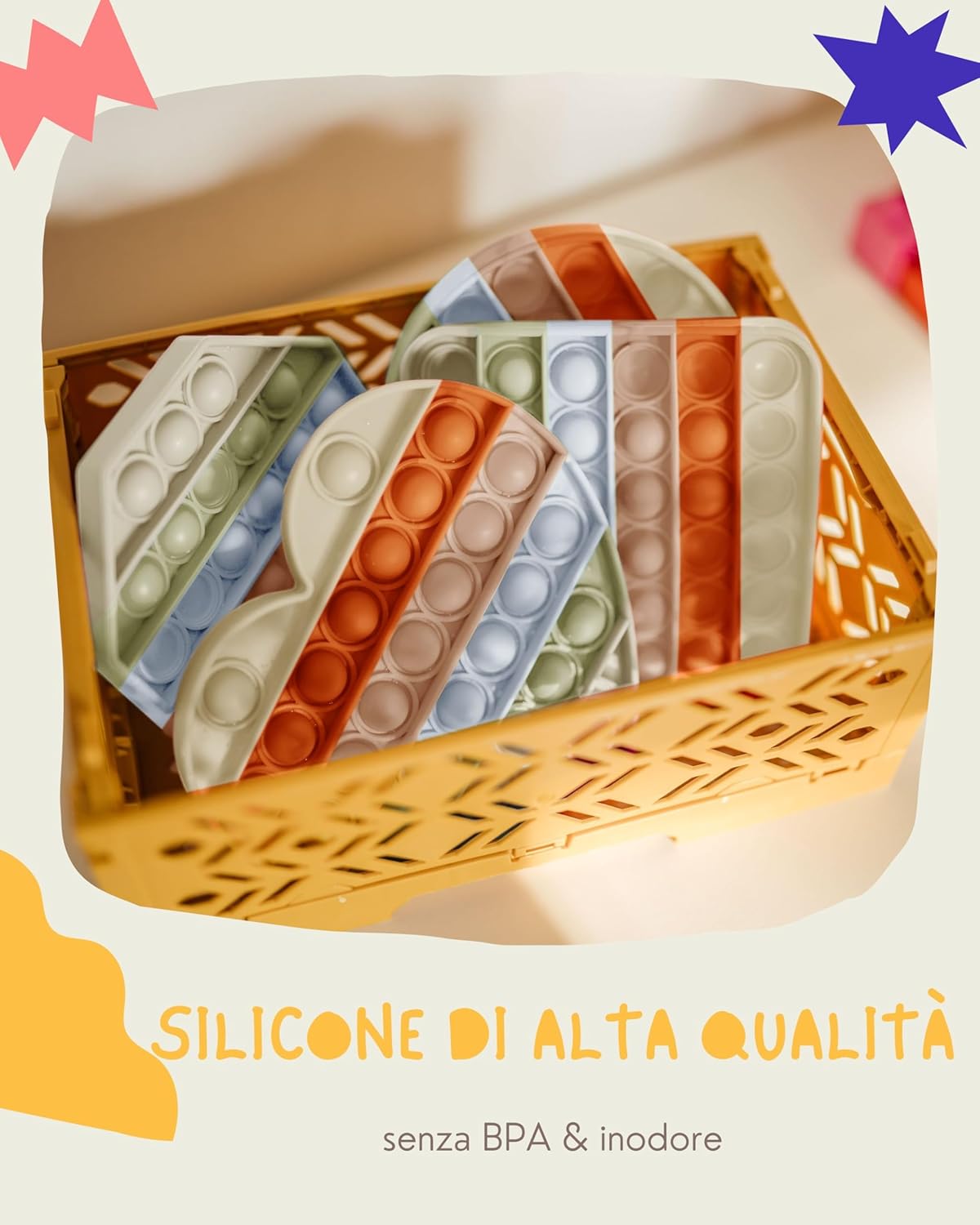 Detalle de Pop on It per Bambini | Set di 4 Pop Bubble Fidget Toy impermeabili in silicone
