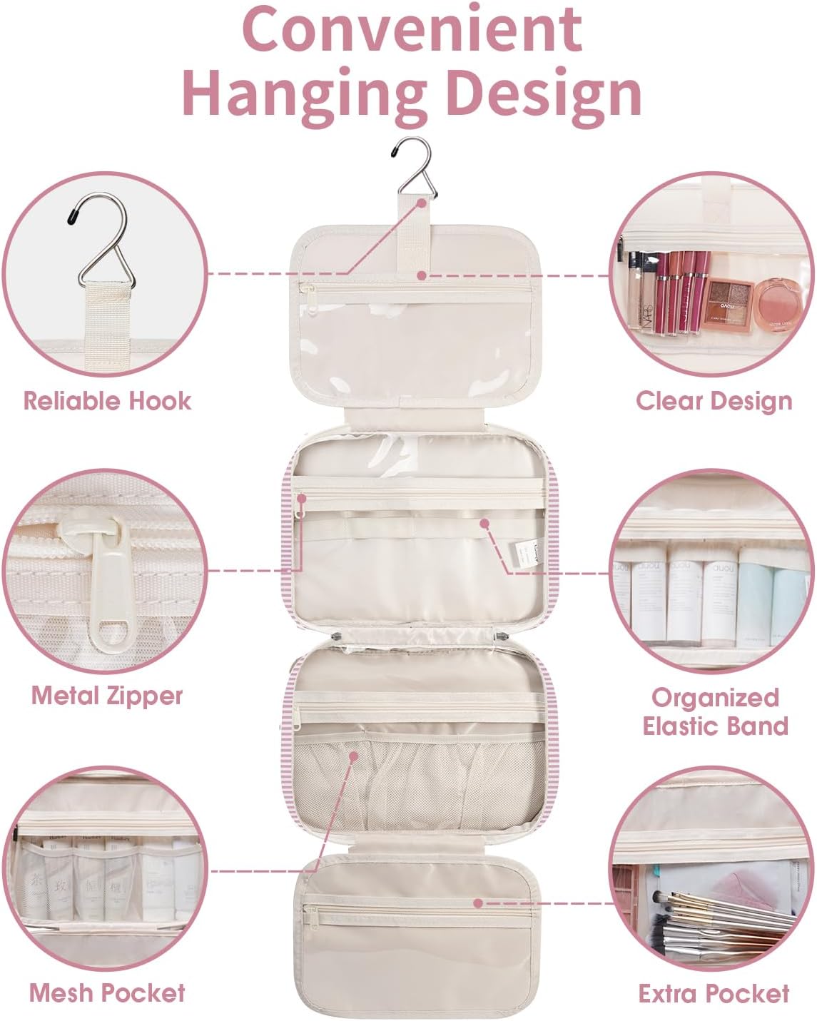 Detalle 2 de Narwey Large Hanging Travel Toiletry Bag 26cm