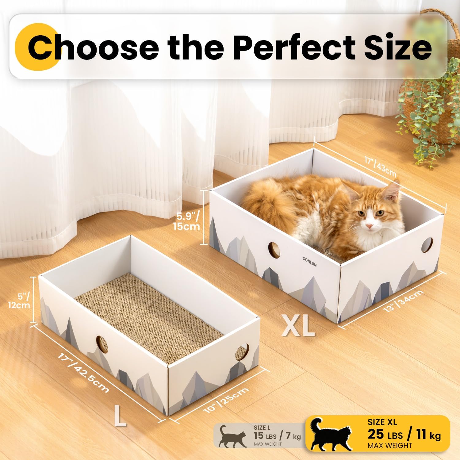 Detalle de Conlun Large Cat Scratching Board with Box: Extra Large, Mess-Free, Cardboard Bed Lounge