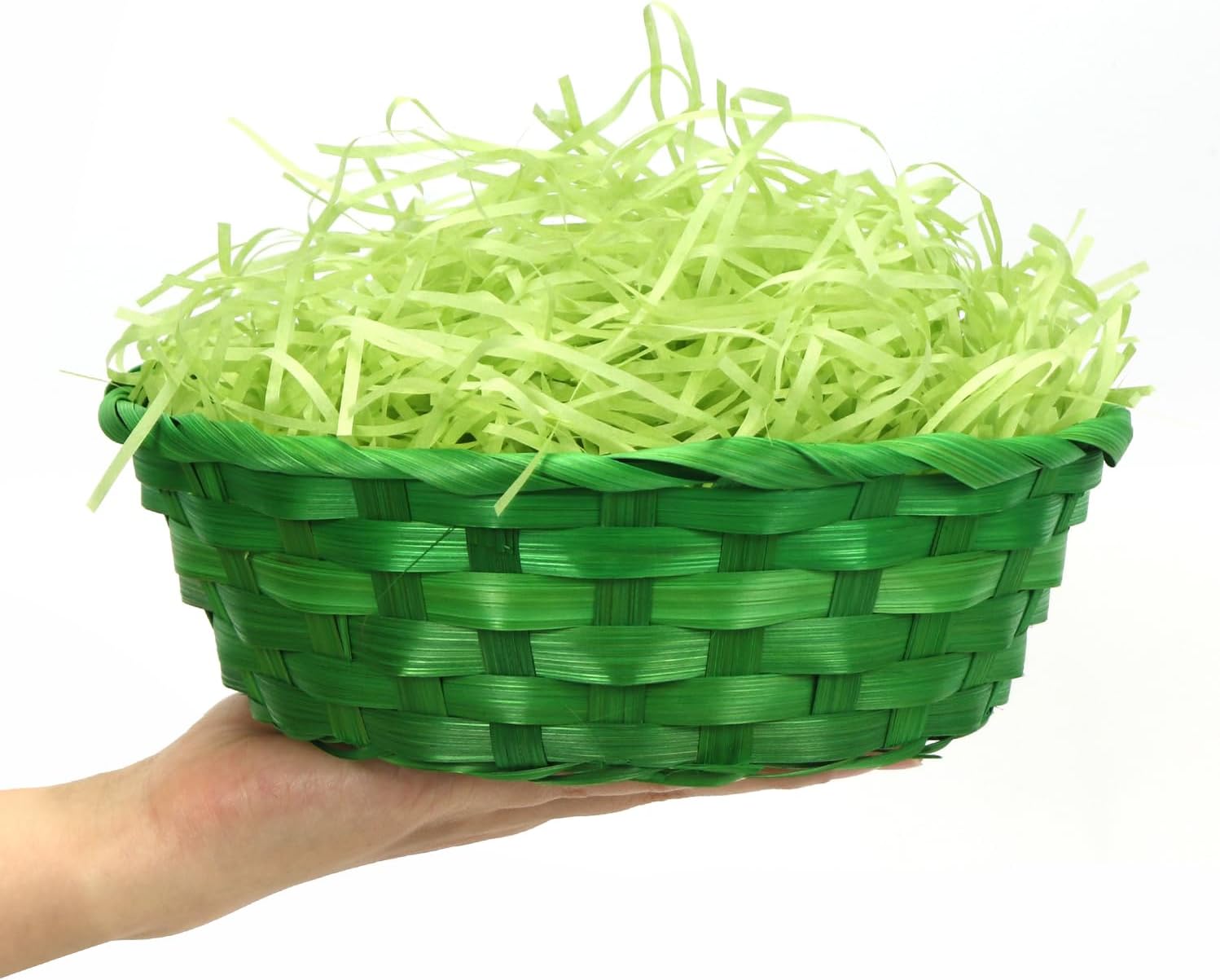 Thumbnail 4 de Osterkörbchen-Set mit Deko Gras (4 Stück) – grüne Weidenkörbchen zum Befüllen, 22,5 × 7,5 cm