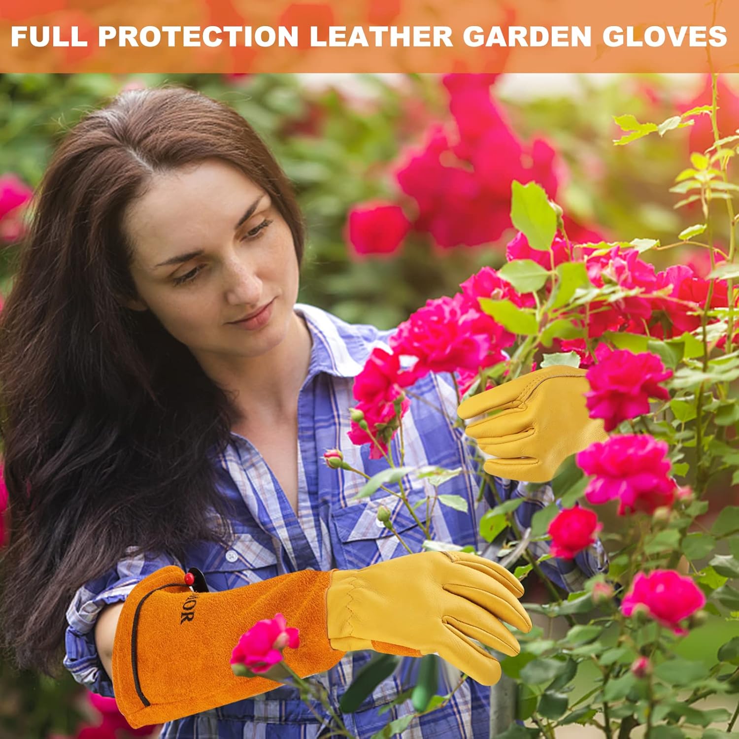 Thumbnail 3 de SLARMOR Gartenhandschuhe aus Leder – Dornensicher, Ellenbogenlang, für Rosen und mehr