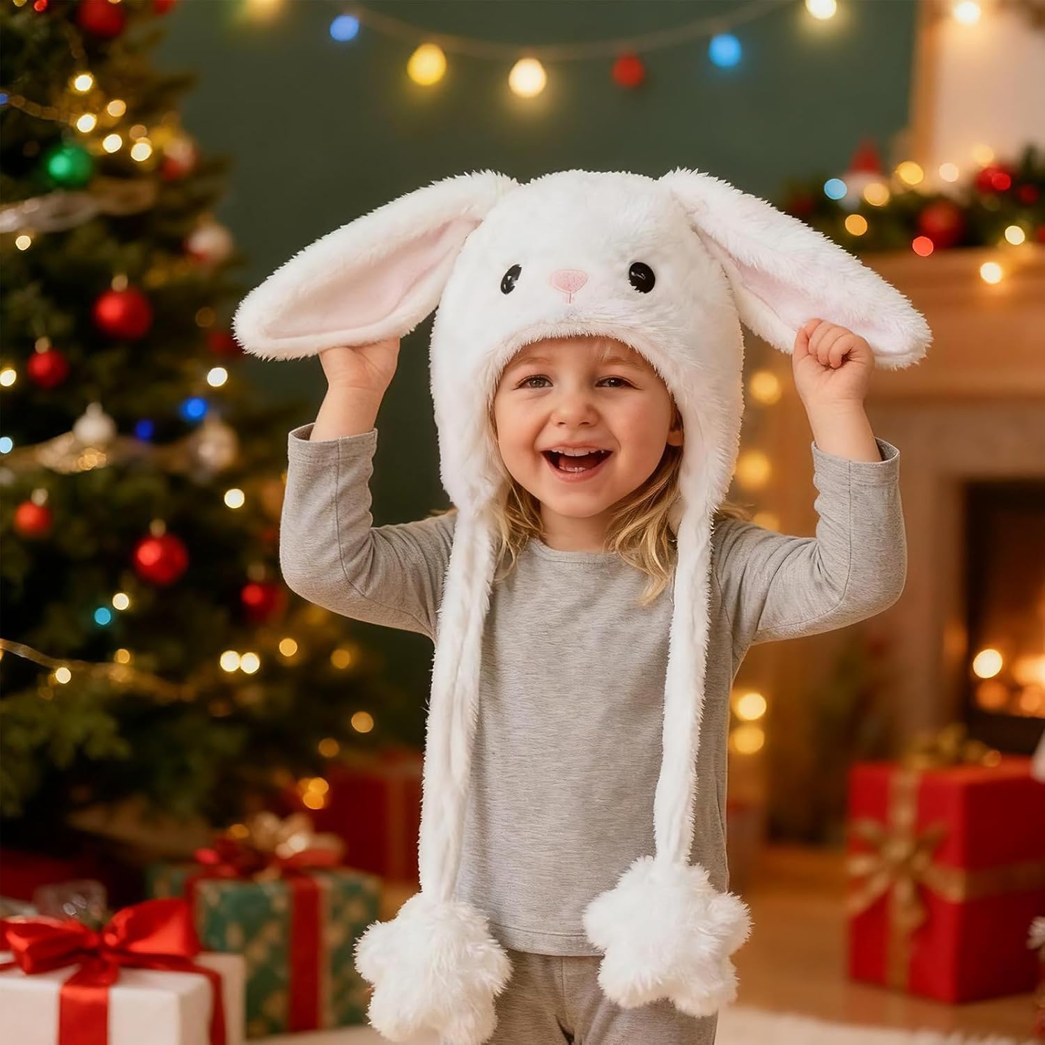Thumbnail 6 de Deletoys Animal Hat with Moving Ears, Jumping Pop-Up Plush Cap for Kids
