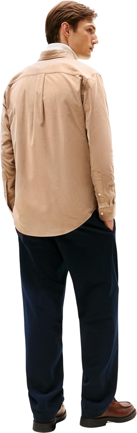 Detalle de Tommy Hilfiger Men’s Solid Corduroy Regular Fit Shirt with Button-Down Collar