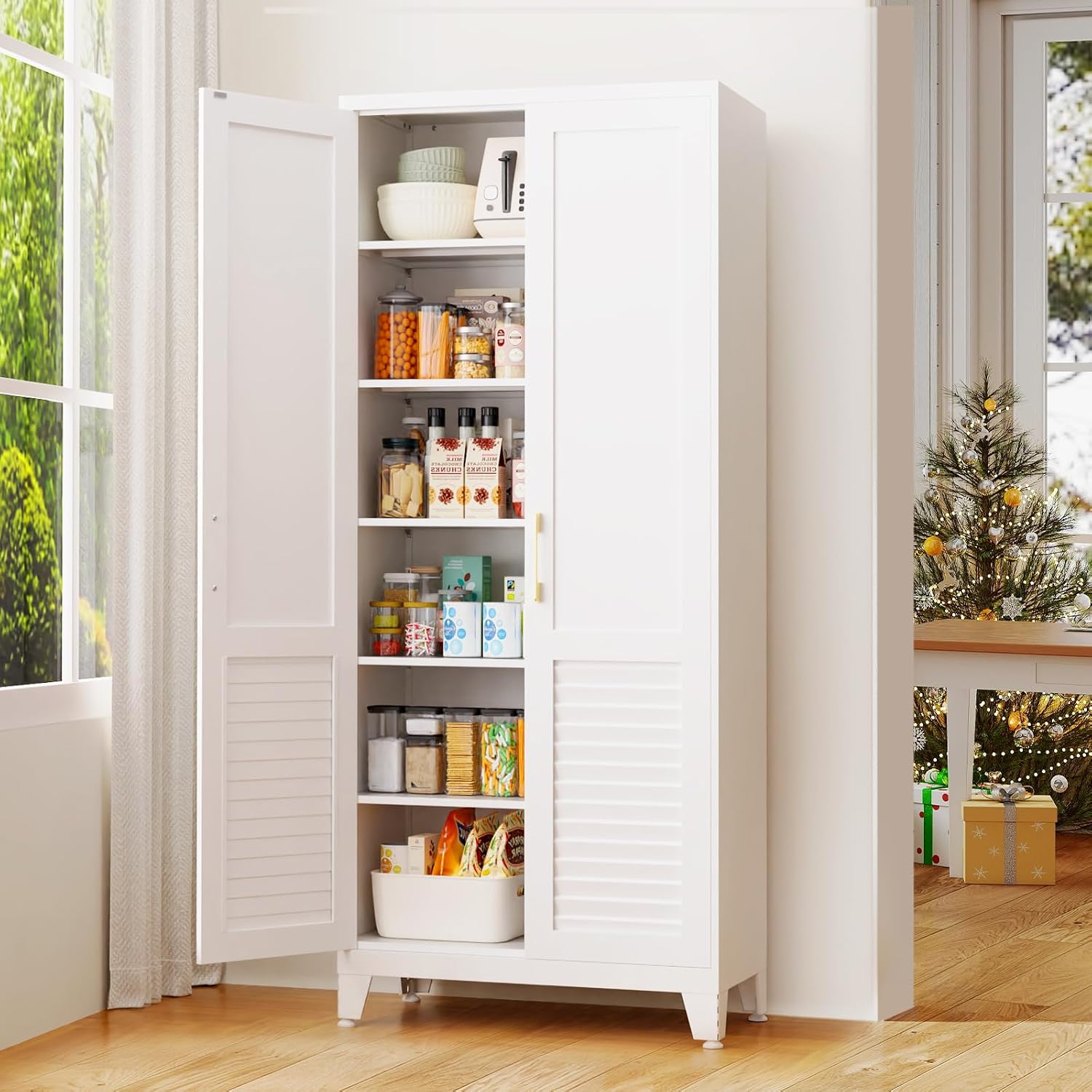 Detalle de AXASIIO Metal Pantry Cabinet 74.8-Inch