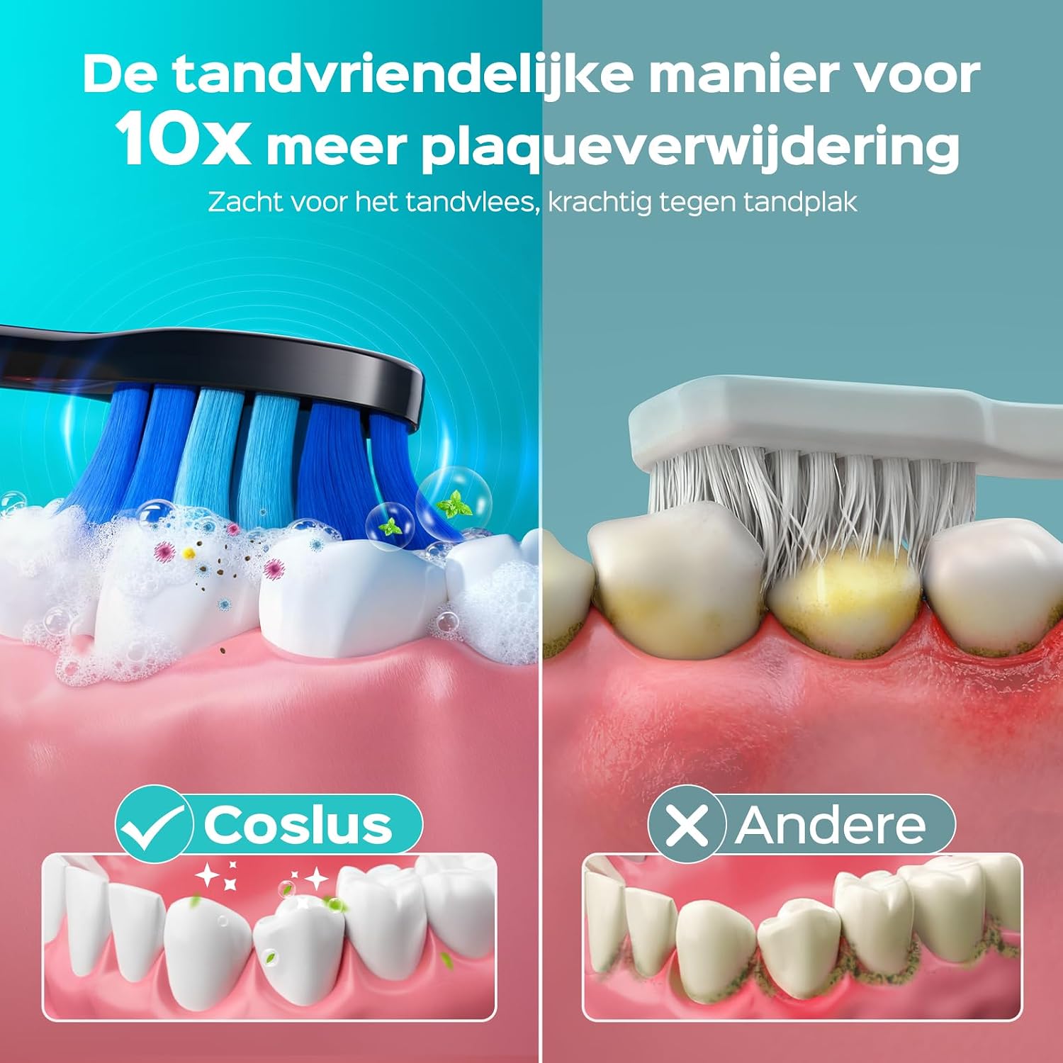 Thumbnail 4 de COSLUS C30 sonische tandenborstel, zwart, met 5 poetsmodi en IPX7