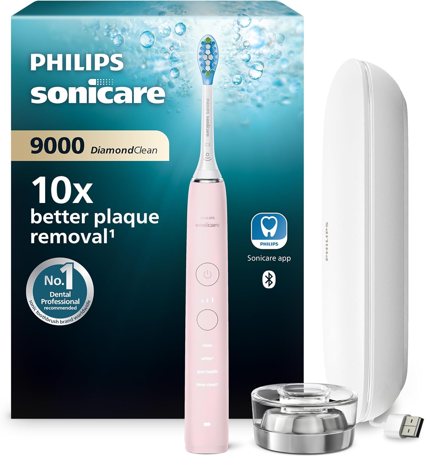 Detalle de Philips Sonicare DiamondClean 9000 Pink: A well‑rounded, tech‑forward electric toothbrush