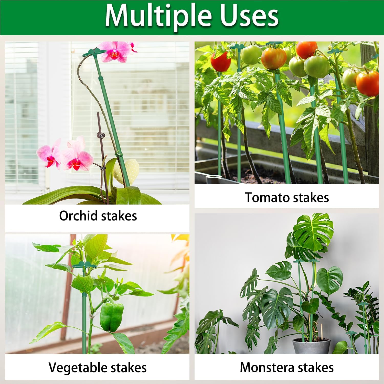 Detalle 1 de BOVITRO XSSSG-3 Extendable Plant Stakes, Fiberglass, 17.9–42.3 Inches, 3-Pack