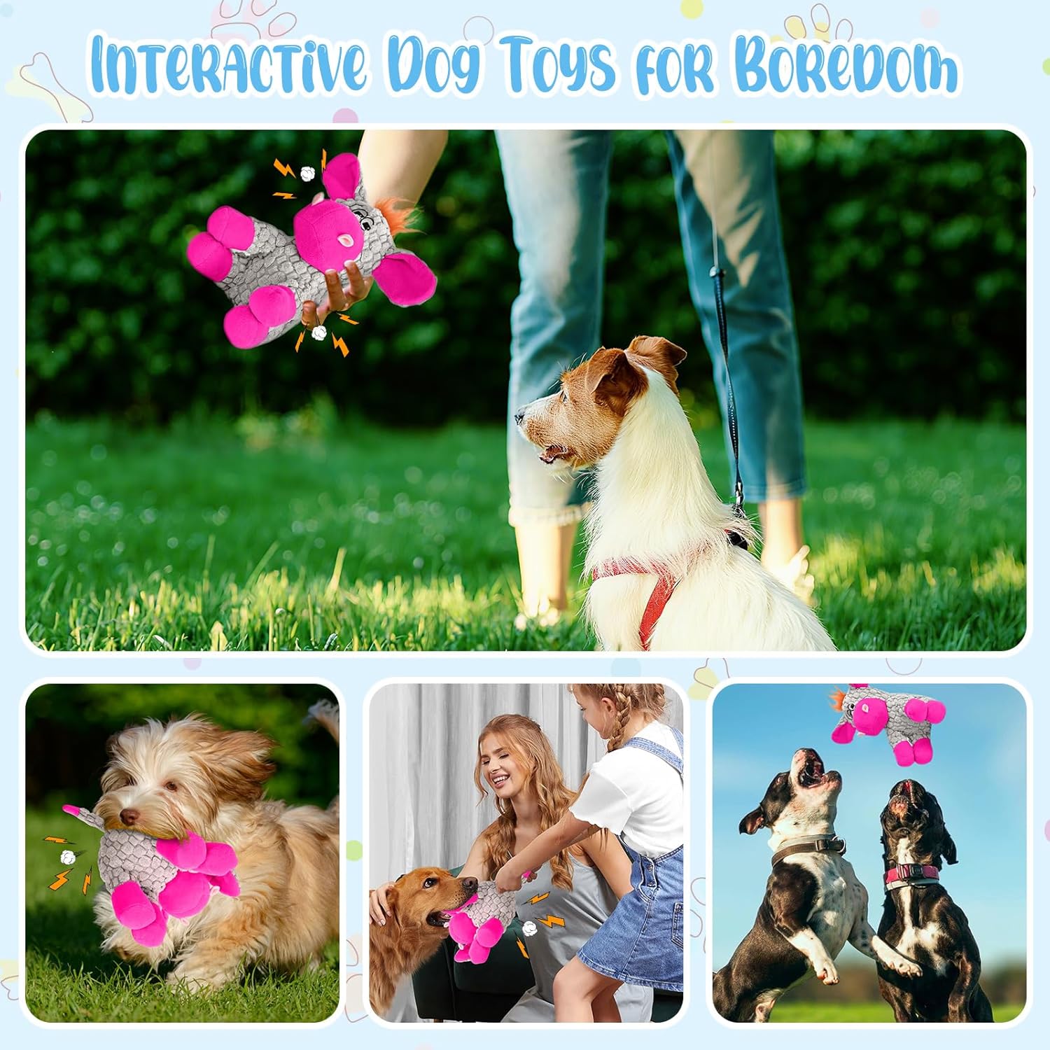 Thumbnail 4 de Wonfly Dog Toys: Interactive Squeaky Plush Toy with Cotton Cloth and Crinkle Paper