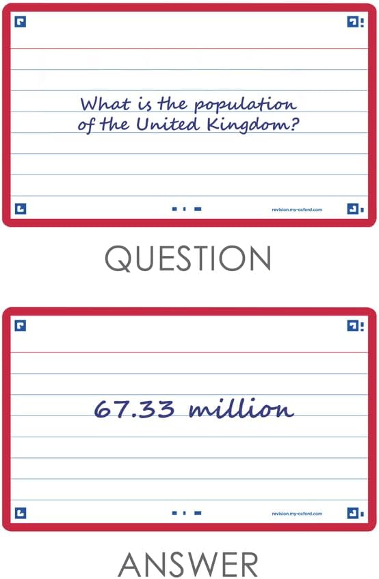 Thumbnail 4 de Oxford Flash Cards revision cards (assorted colours) ruled both sides, 7.5 x 12.5 cm, pack of 80