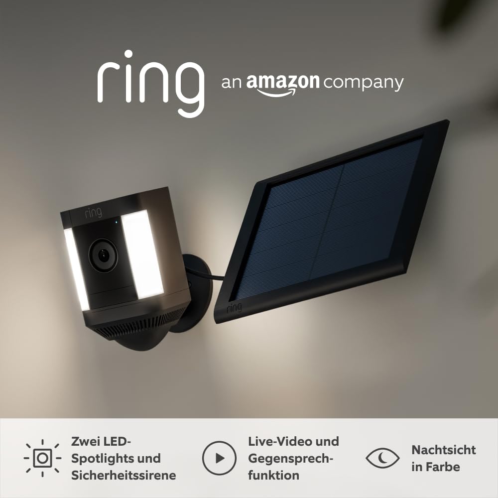 Detalle de Ring Spotlight Cam Plus Solar – 1080p-HD, Farb-Nachtsicht, Gegensprechen & 2 Kameras