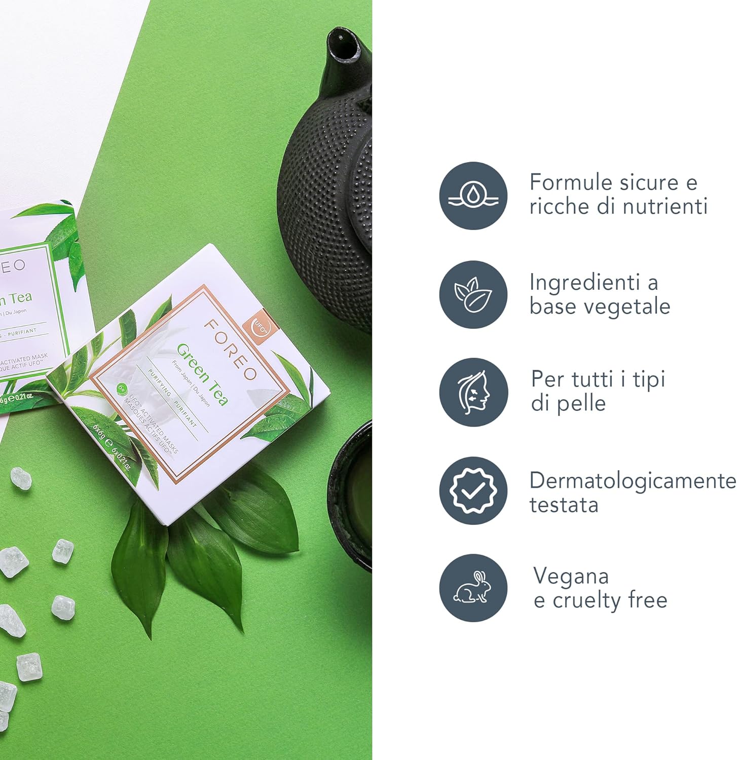 Thumbnail 4 de FOREO Green Tea maschera viso UFO in tessuto idrocellulare (confezione da 6) per pelle grassa e imperfezioni