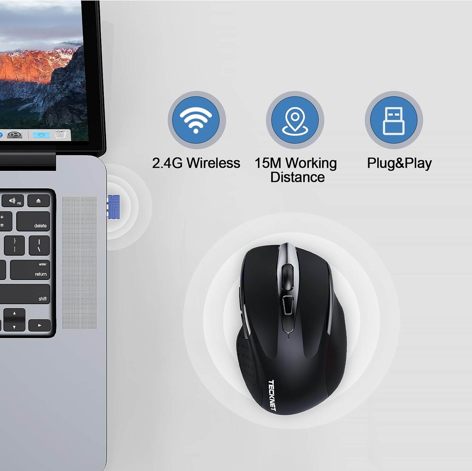Detalle 2 de TECKNET Rechargeable Wireless Mouse 4800DPI