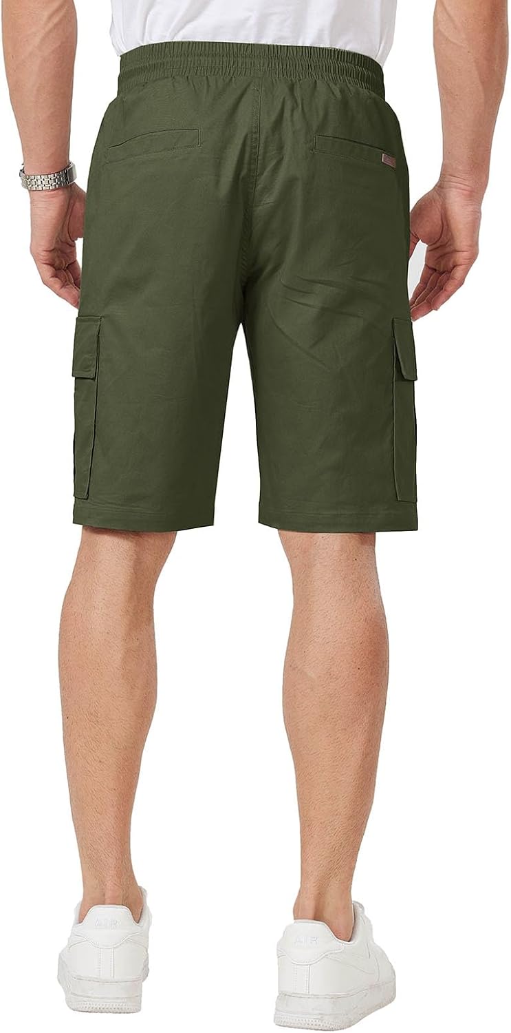 Detalle de Ougelebo Kurze Hosen Herren Cargo Shorts mit elastischer Taille und Tunnelzug