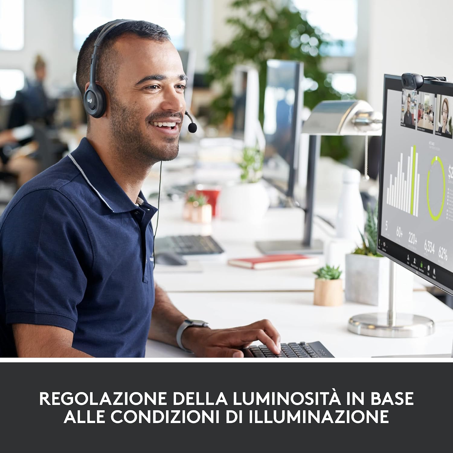 Detalle 2 de Logitech C270 Webcam HD: nitidezza 720p e versatilità per videochiamate quotidiane