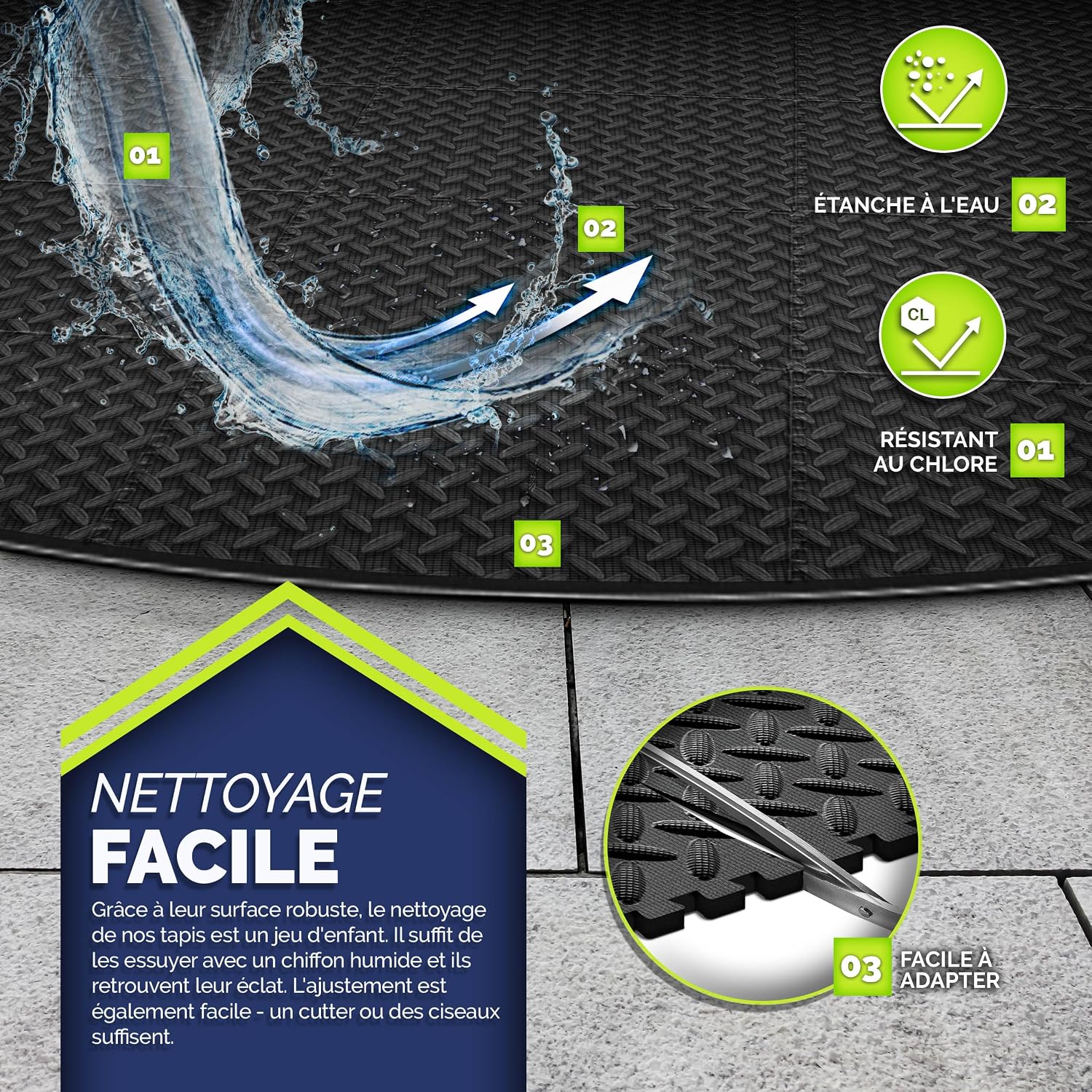 Detalle de tillvex® Tapis de Sol Spa Rond 196 cm