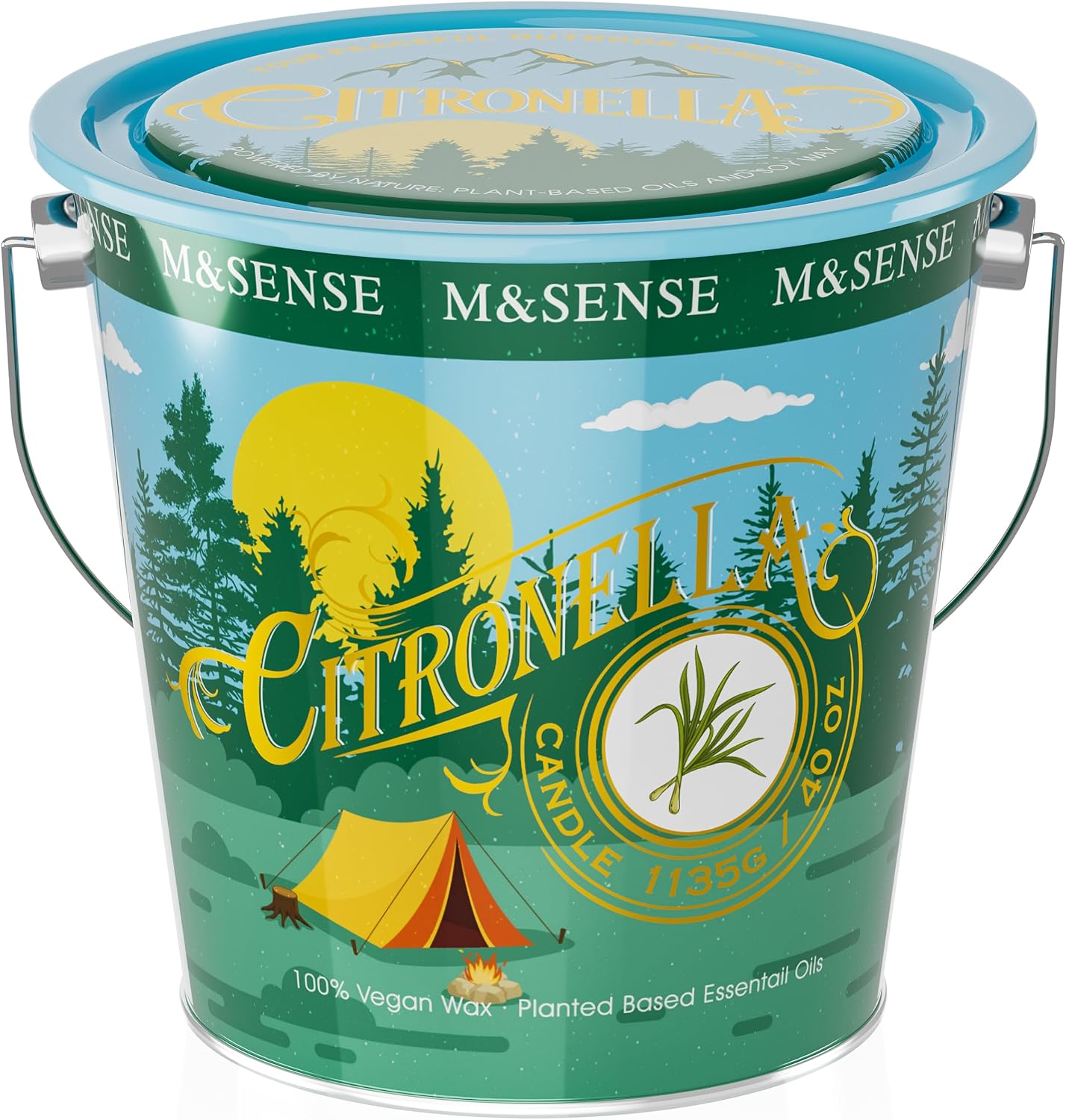 Detalle de M&SENSE Citronella Candles Outdoor: 250 Hours of Clean, Natural Citronella Comfort