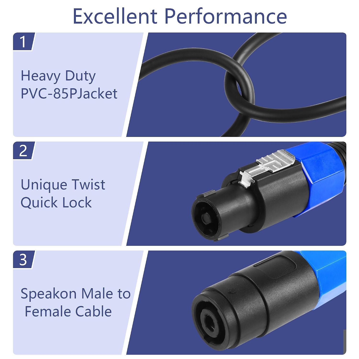 Detalle 2 de CERRXIAN Speakon Extension Cable (Speakon male to female) with twist lock, 1.8m/6ft