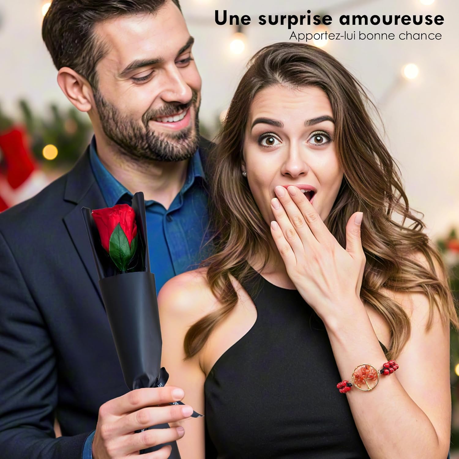 Thumbnail 1 de Rose Éternelle Rouge avec Tige – Rose préservée et stabilisée en coffret cadeau