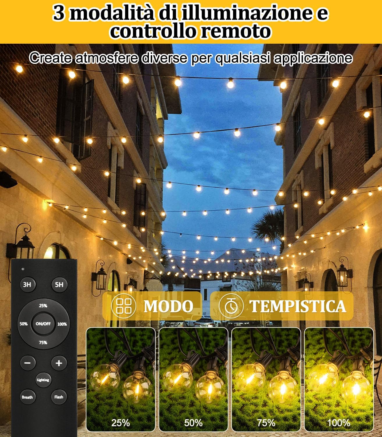 Detalle de Catena luminosa esterna solare SAEIHGAE 15 m – G40 lampade solari per giardino