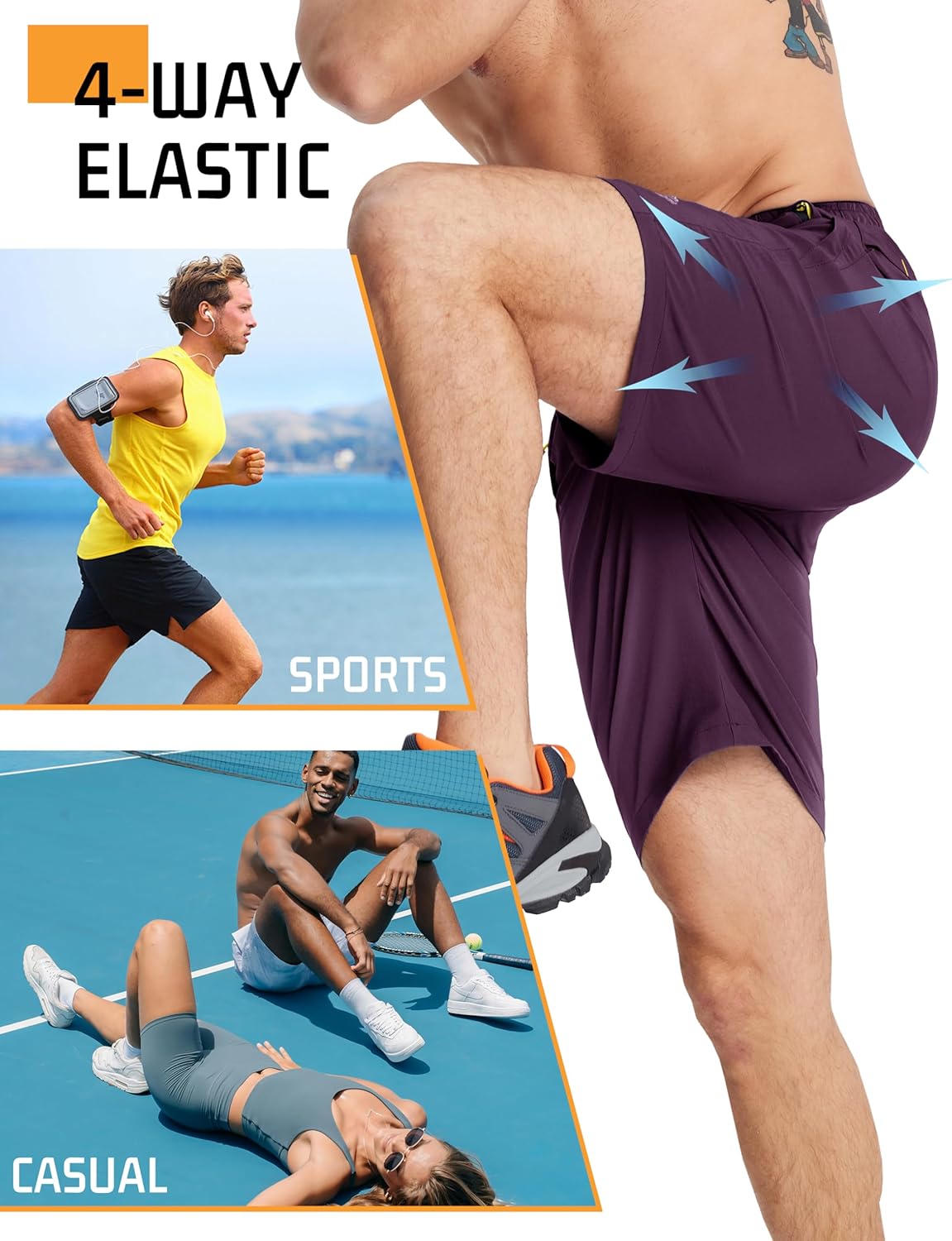 Detalle de TACVASEN Men's Quick-Drying Training Shorts: Lightweight, Breathable and Practical