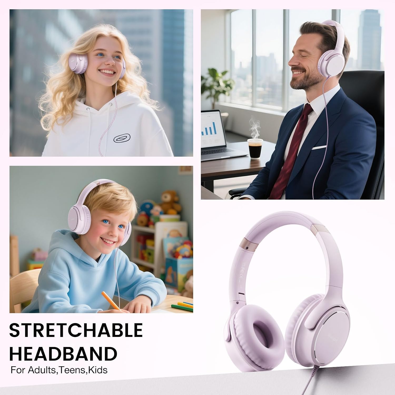 Detalle 2 de Wuopzf USB‑C wired over‑ear headphones with microphone, volume control and foldable design