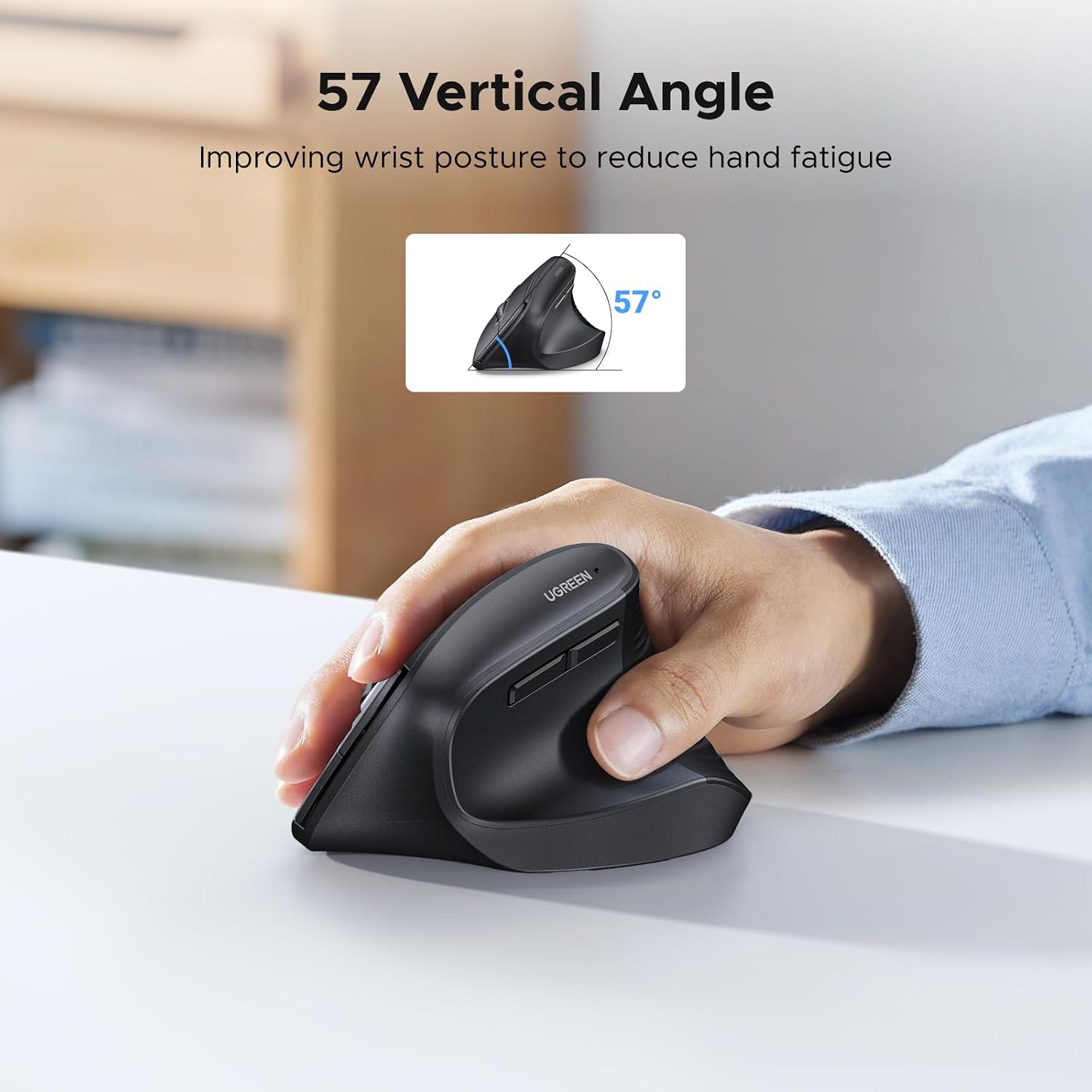 Thumbnail 1 de UGREEN Ergonomic Wireless Mouse 12-Month Battery